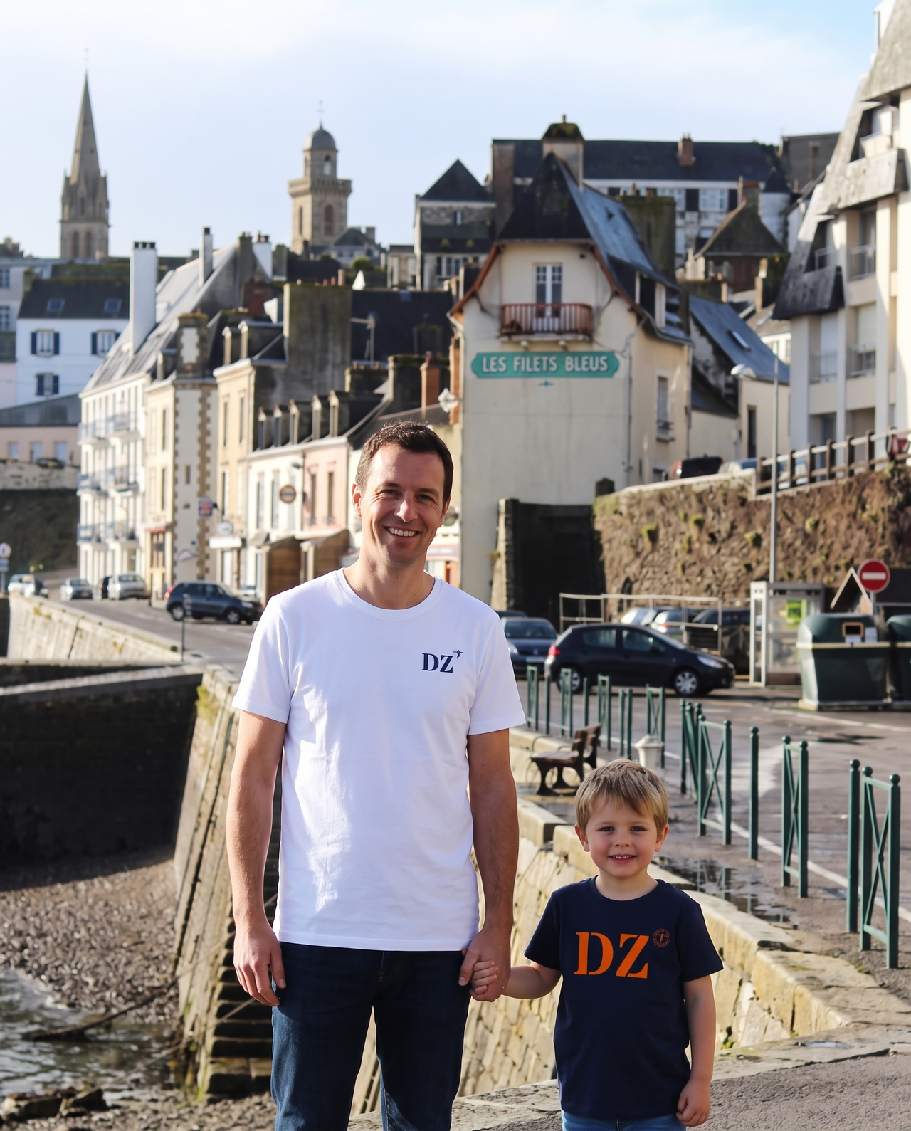T-shirt brodé DZ Douarnenez Blanc et Bleu Marine