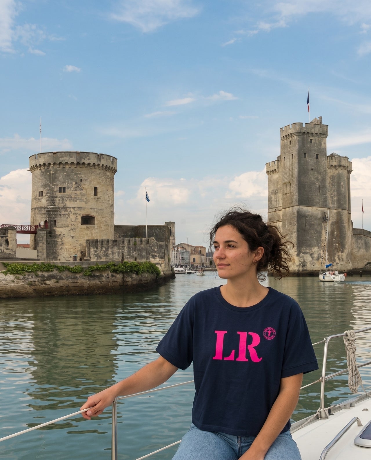 T-shirt oversized La Rochelle - Bleu et rose - Femmes