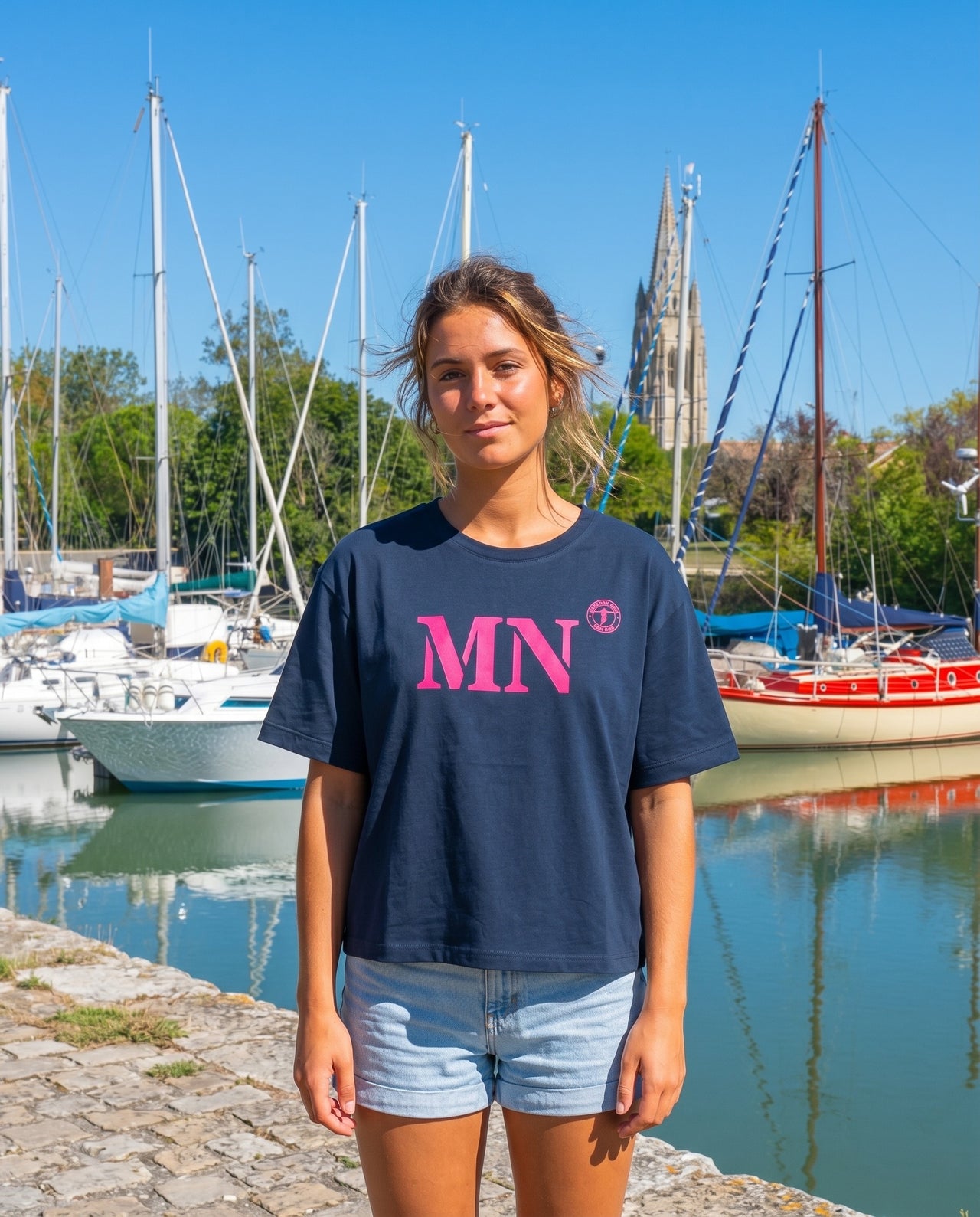 T-shirt oversized MN Marennes - Bleu et rose - Femmes