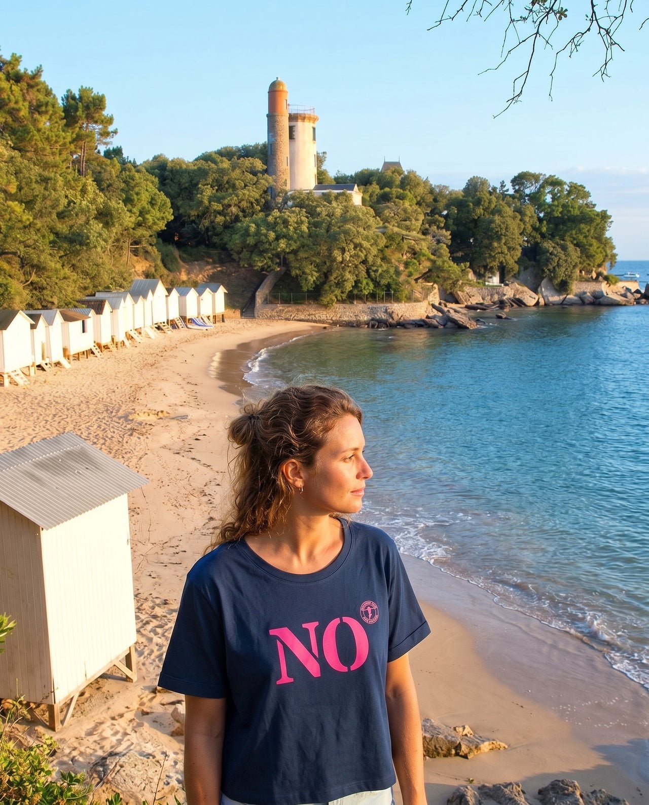 T-shirt oversized NO Noirmoutier - Bleu et rose - Femmes