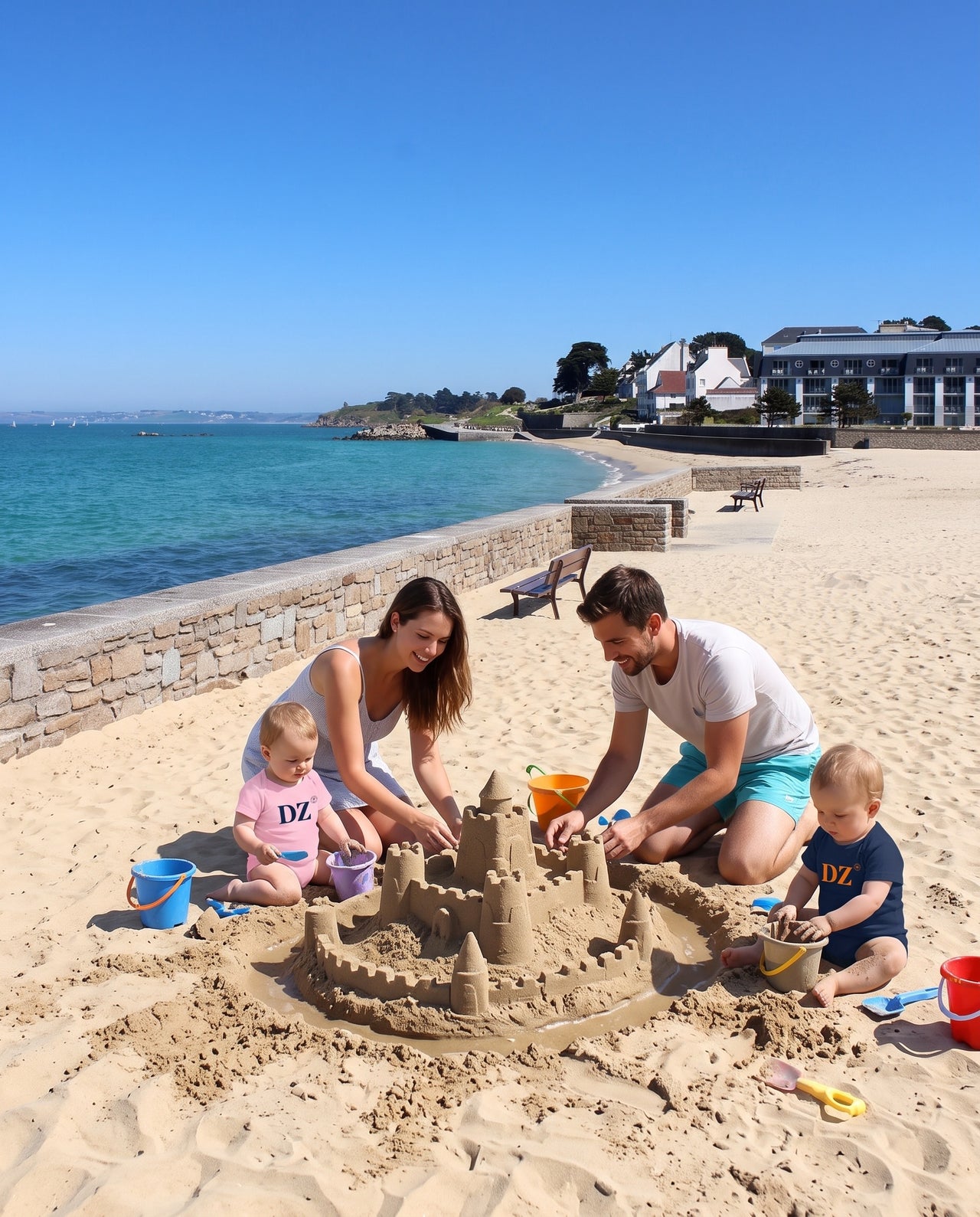 Body enfant Douarnenez DZ - Bleu et orange