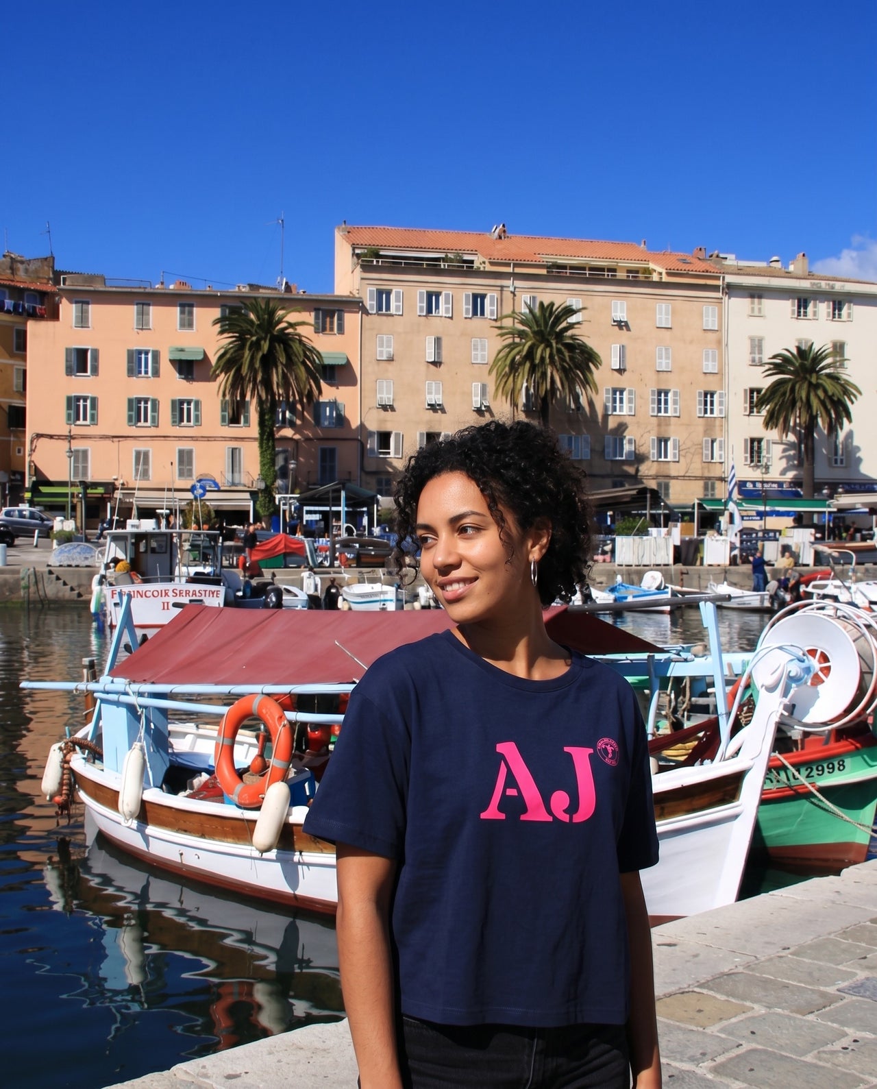 T-shirt oversized AJ Ajaccio - Bleu et rose - Femmes