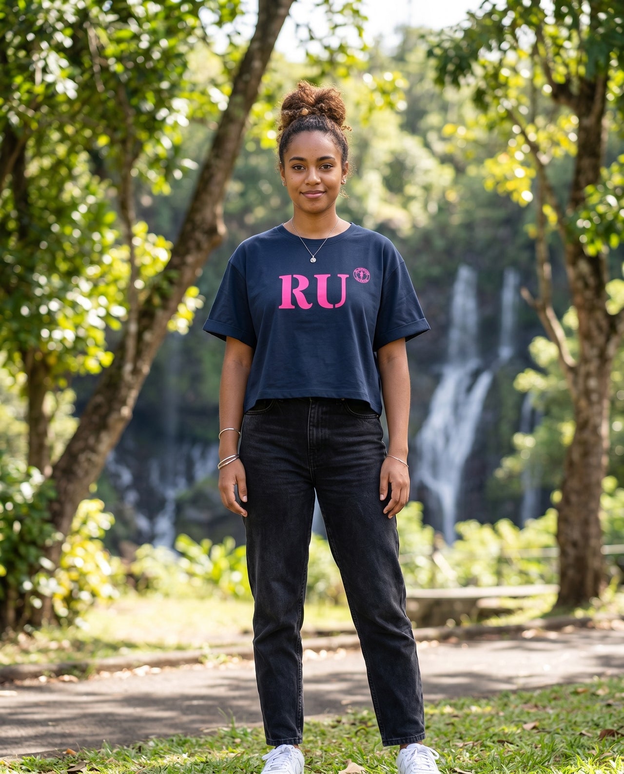 T-shirt oversized RU La Réunion - Bleu et rose - Femmes