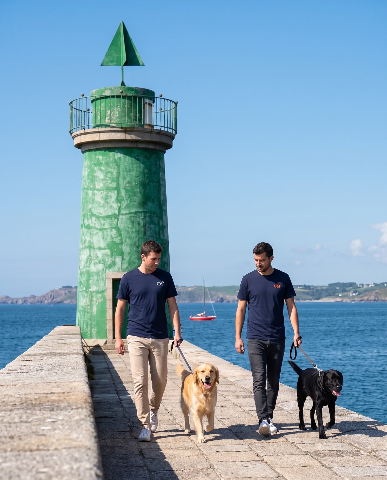 T-shirt brodé CM Camaret Bleu Marine Orange / Blanc