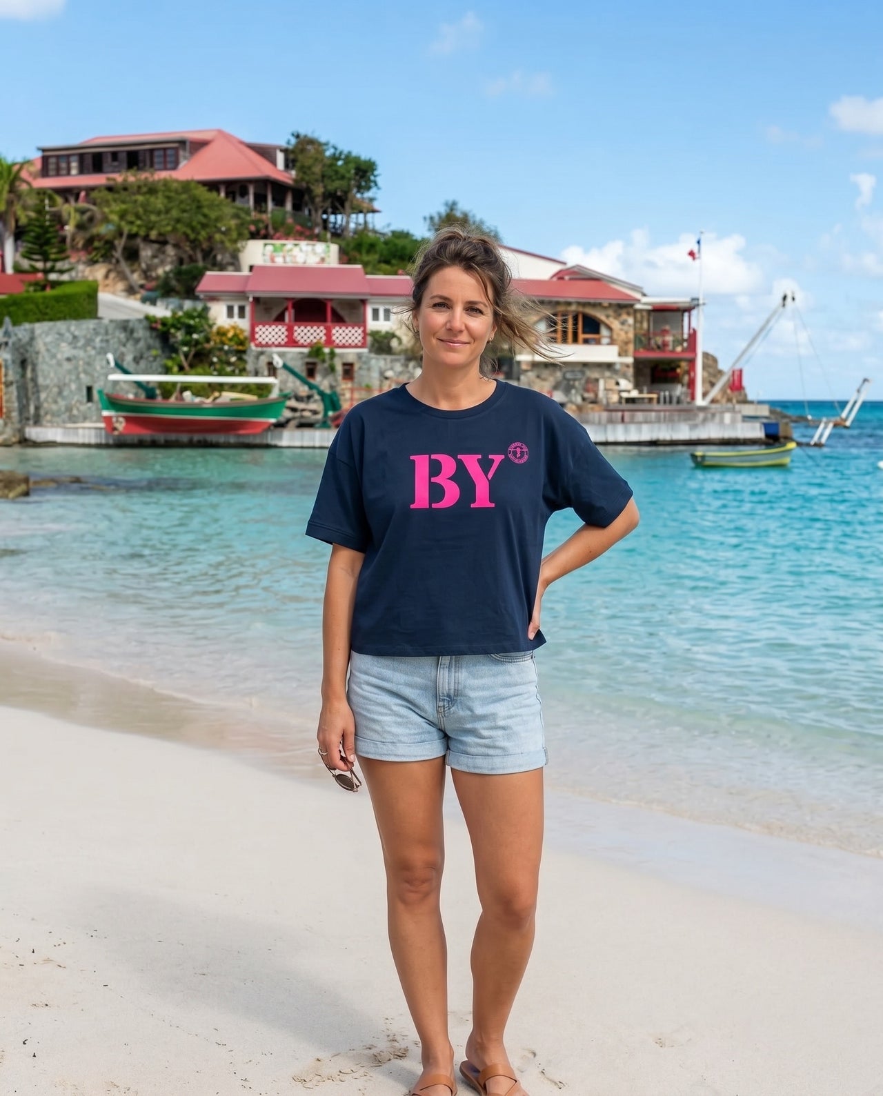 T-shirt oversized BY Saint-Barthélémy - Bleu et rose - Femmes