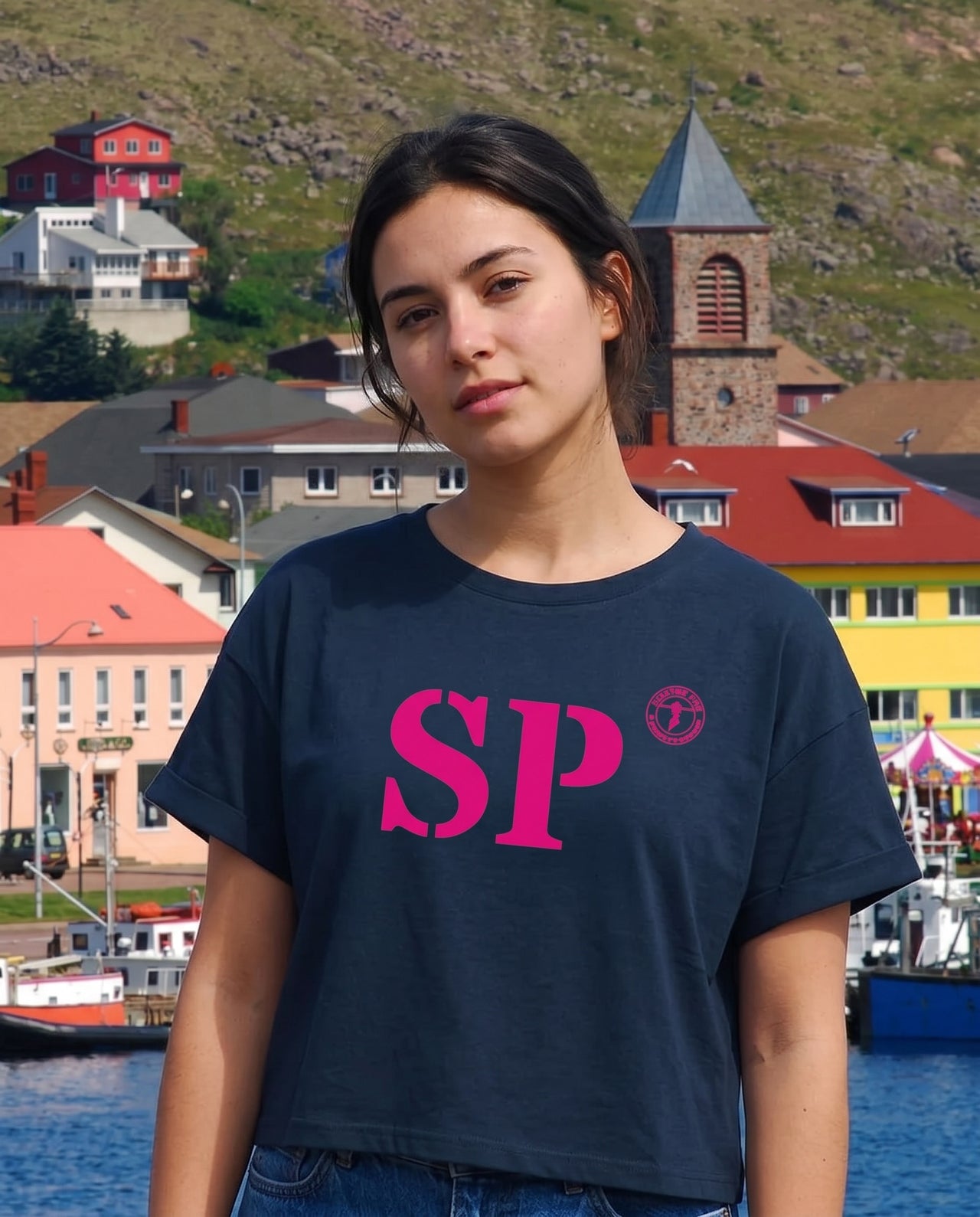 T-shirt oversized SP Saint-Pierre-Et-Miquelon - Bleu et rose - Femmes