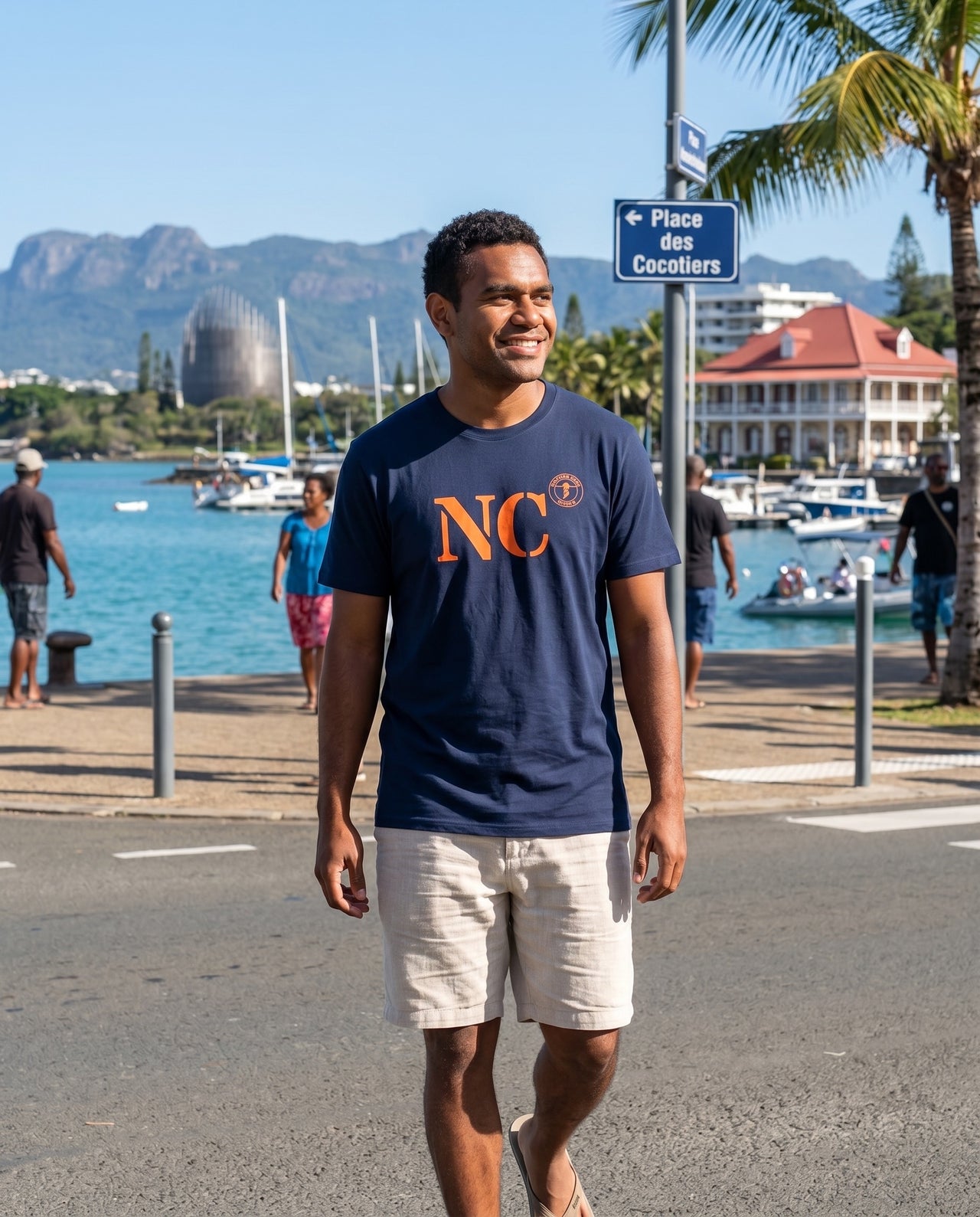 T-shirt Nouméa NC Marine et orange