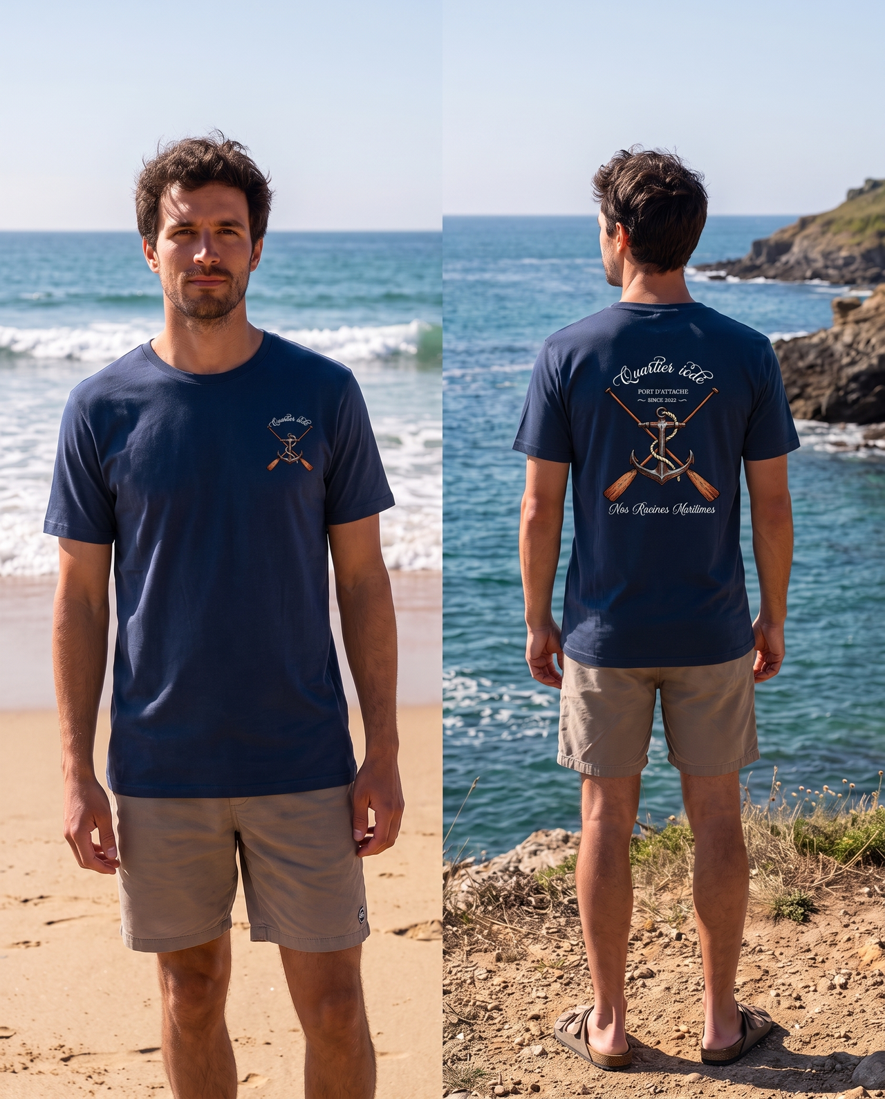 Quartier iodé t shirt ancre bleu marine 