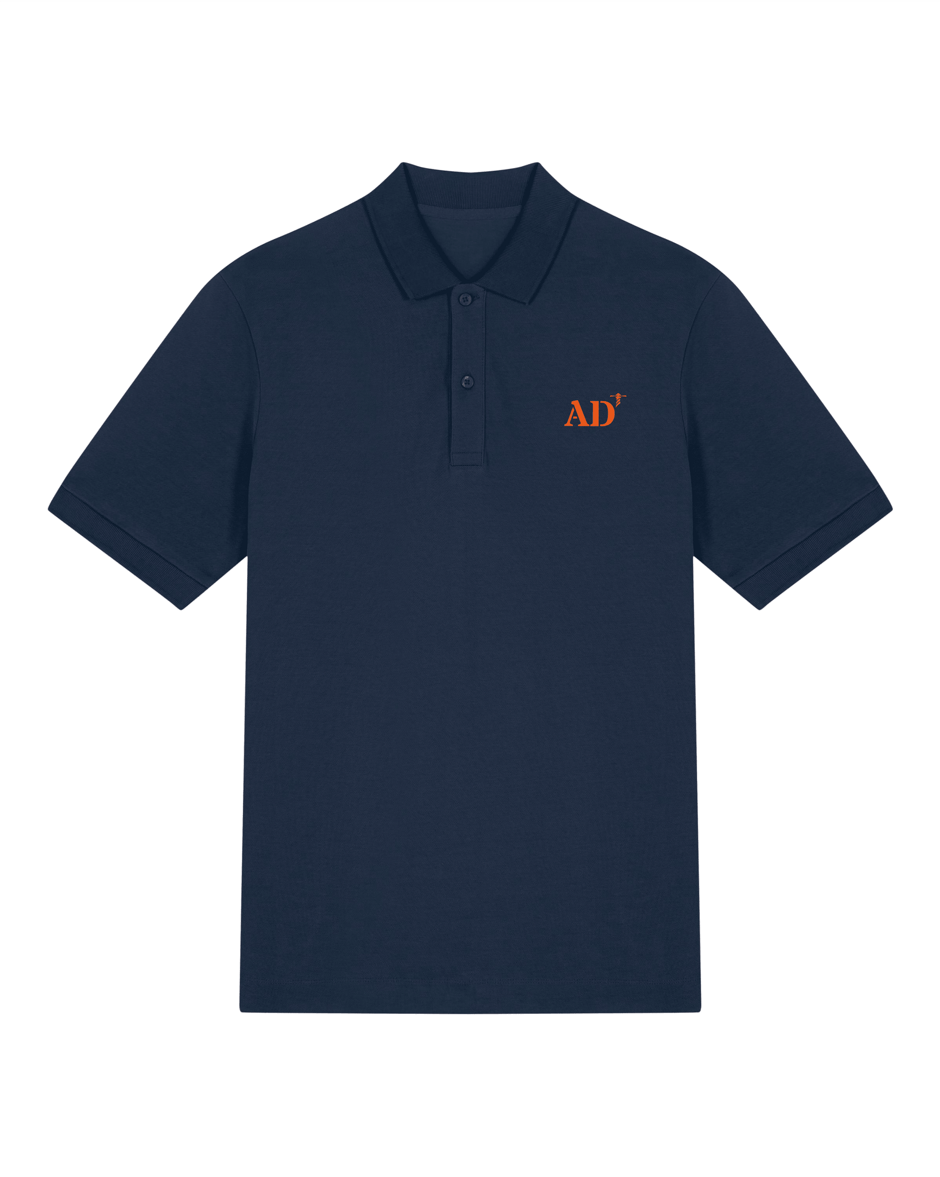 Polo brodé Audierne AD Bleu Marine - Orange / Blanc - Quartier iodé