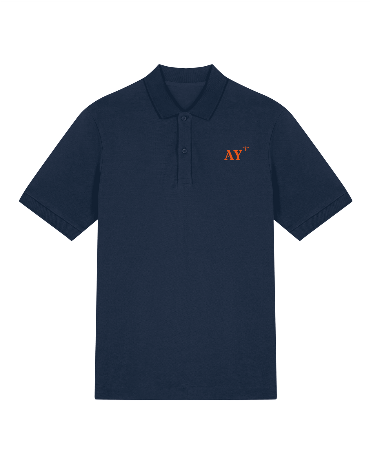 Polo brodé Auray AY Bleu Marine orange / blanc - Unisexe - Quartier iodé