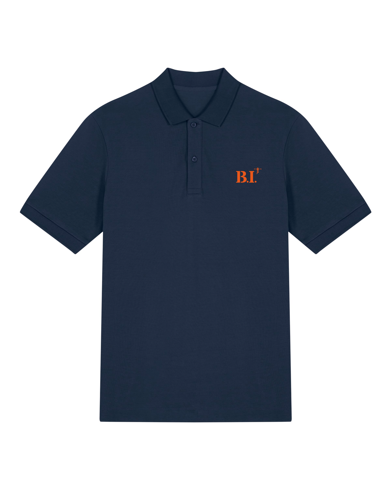 Polo brodé Belle Île B.I Marine - Bleu Marine - Orange / Blanc - Quartier iodé
