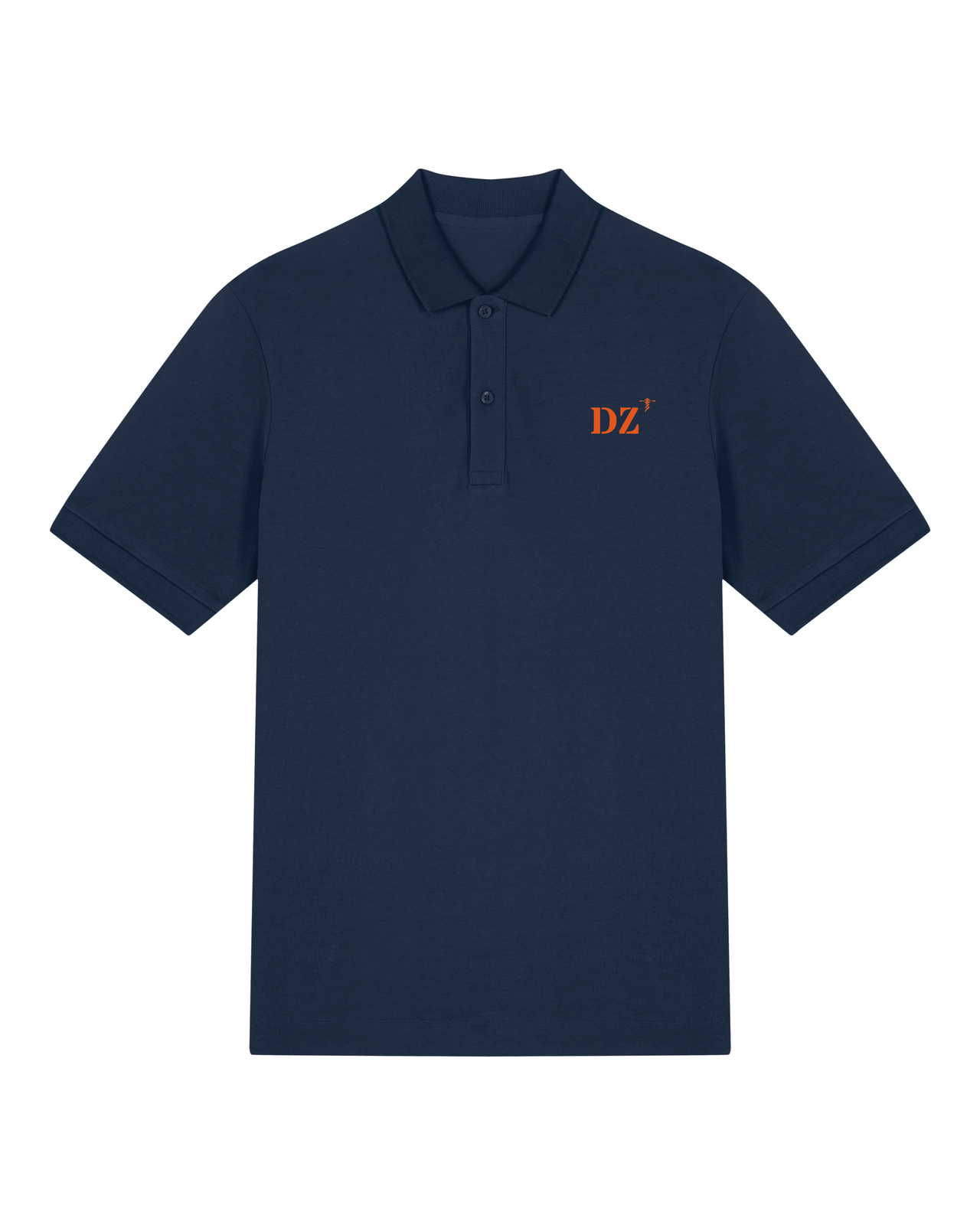 Polo Homme brodé DZ Douarnenez Bleu Marine Orange / Blanc - Quartier iodé