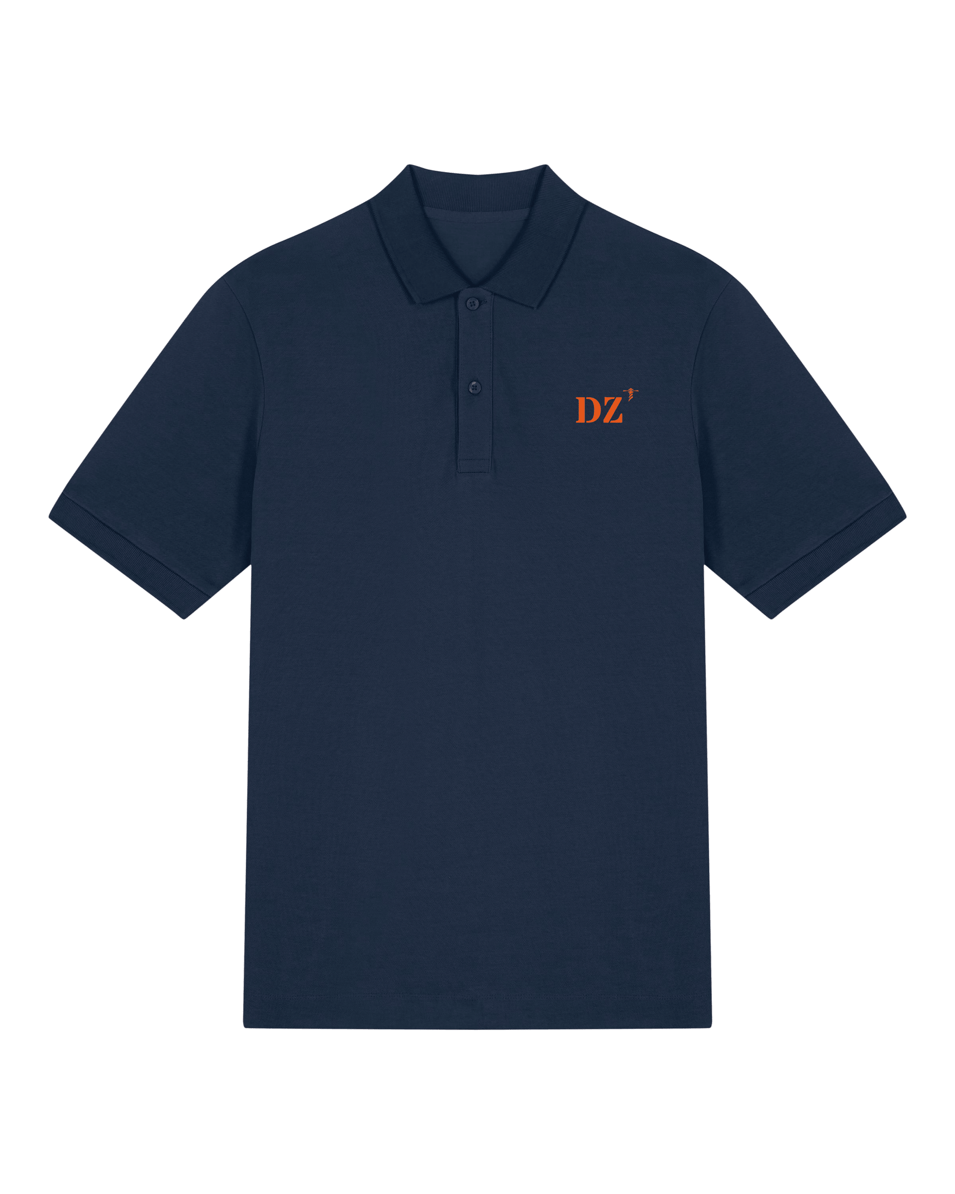 Polo Homme brodé DZ Douarnenez Bleu Marine Orange / Blanc - Quartier iodé