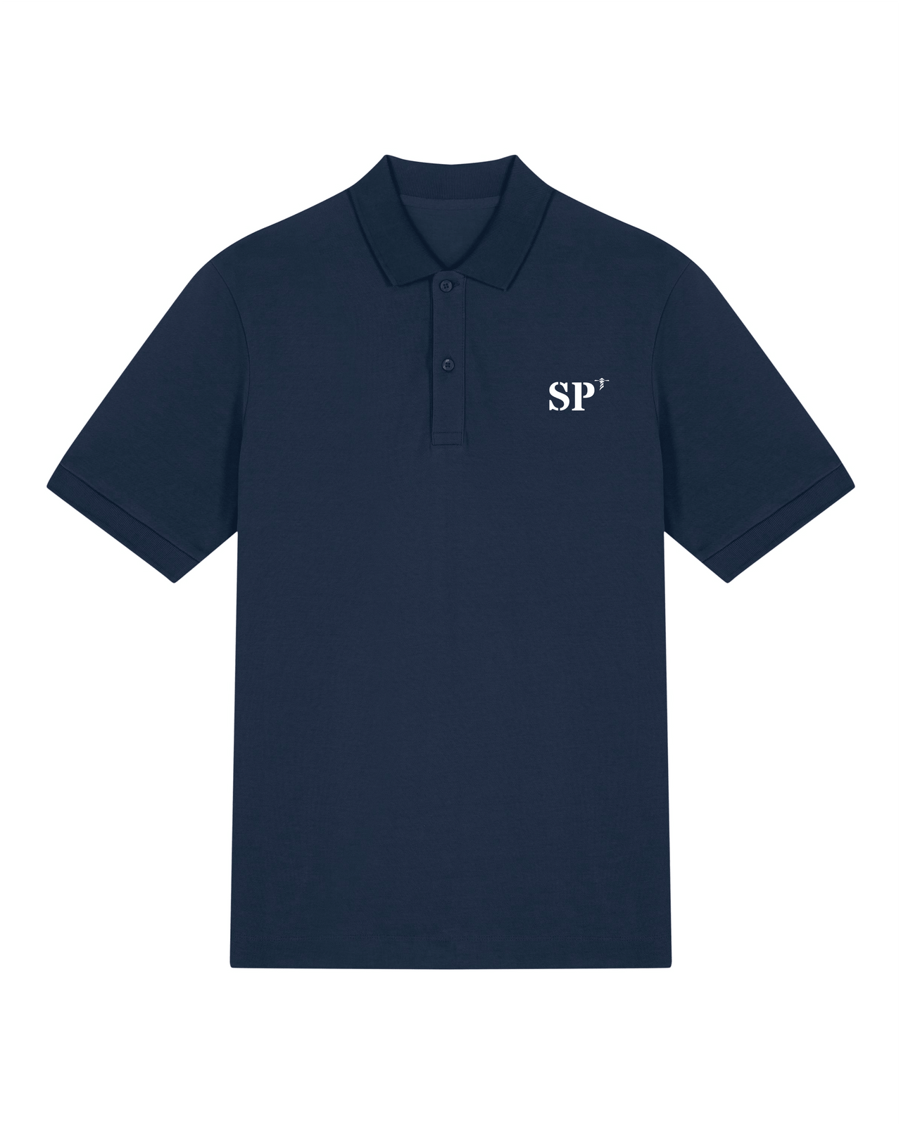 Polo brodé Saint - Pierre - et - Miquelon SP Bleu Marine - Orange / Blanc - Quartier iodé