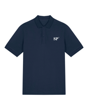 Polo brodé Saint - Pierre - et - Miquelon SP Bleu Marine - Orange / Blanc - Quartier iodé