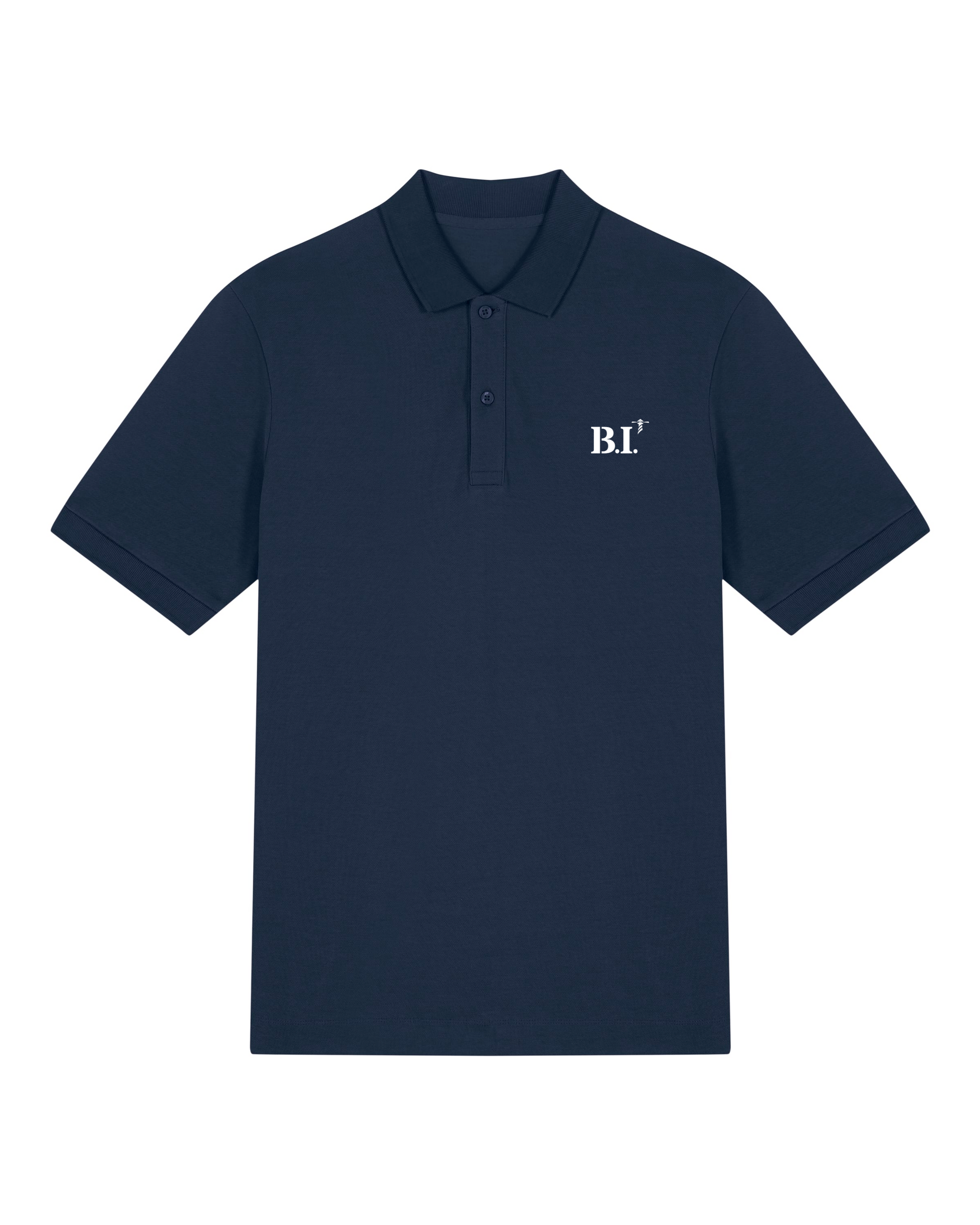 Polo brodé Belle Île B.I Marine - Bleu Marine - Orange / Blanc - Quartier iodé