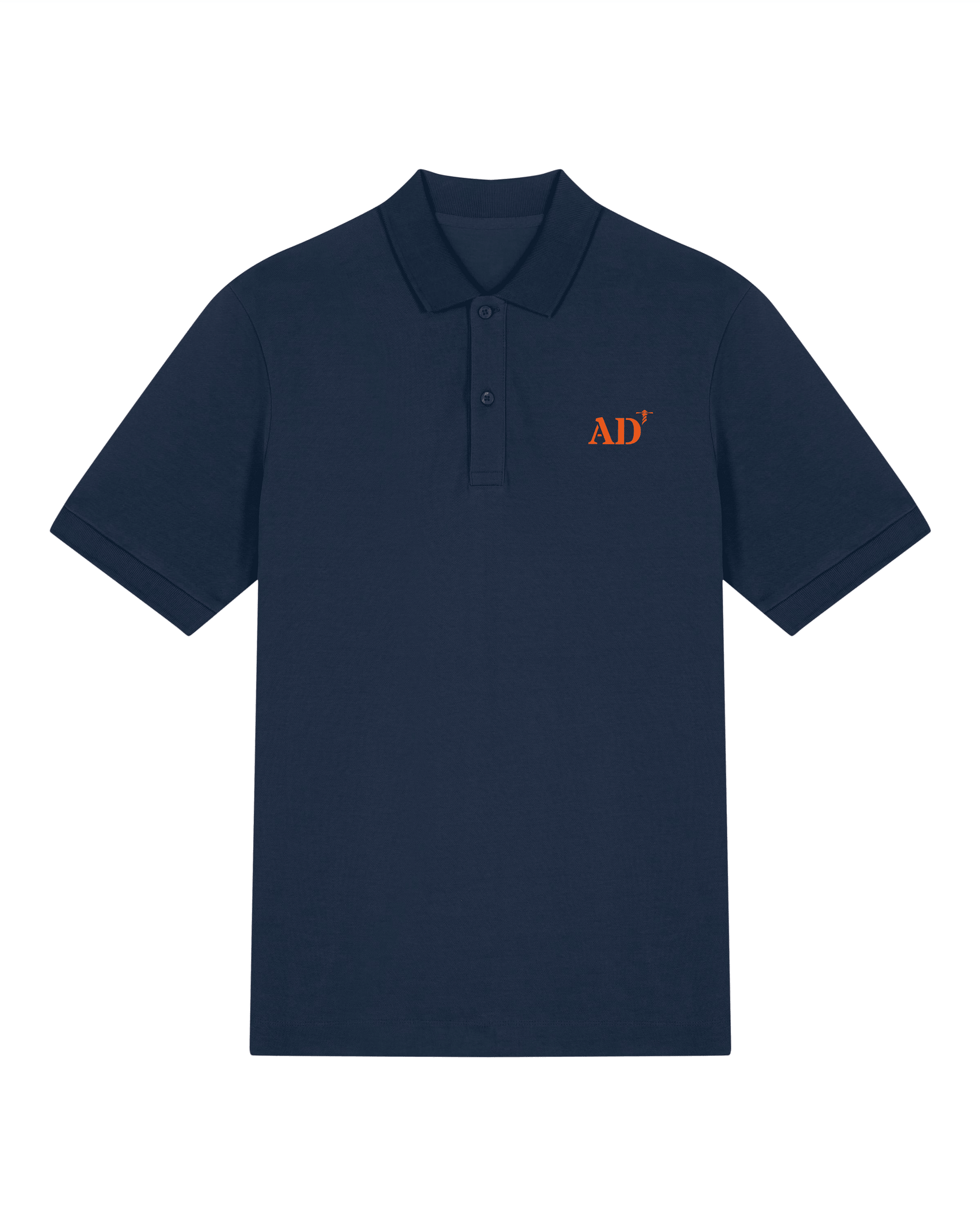 Polo brodé Audierne AD Bleu Marine - Orange / Blanc - Quartier iodé