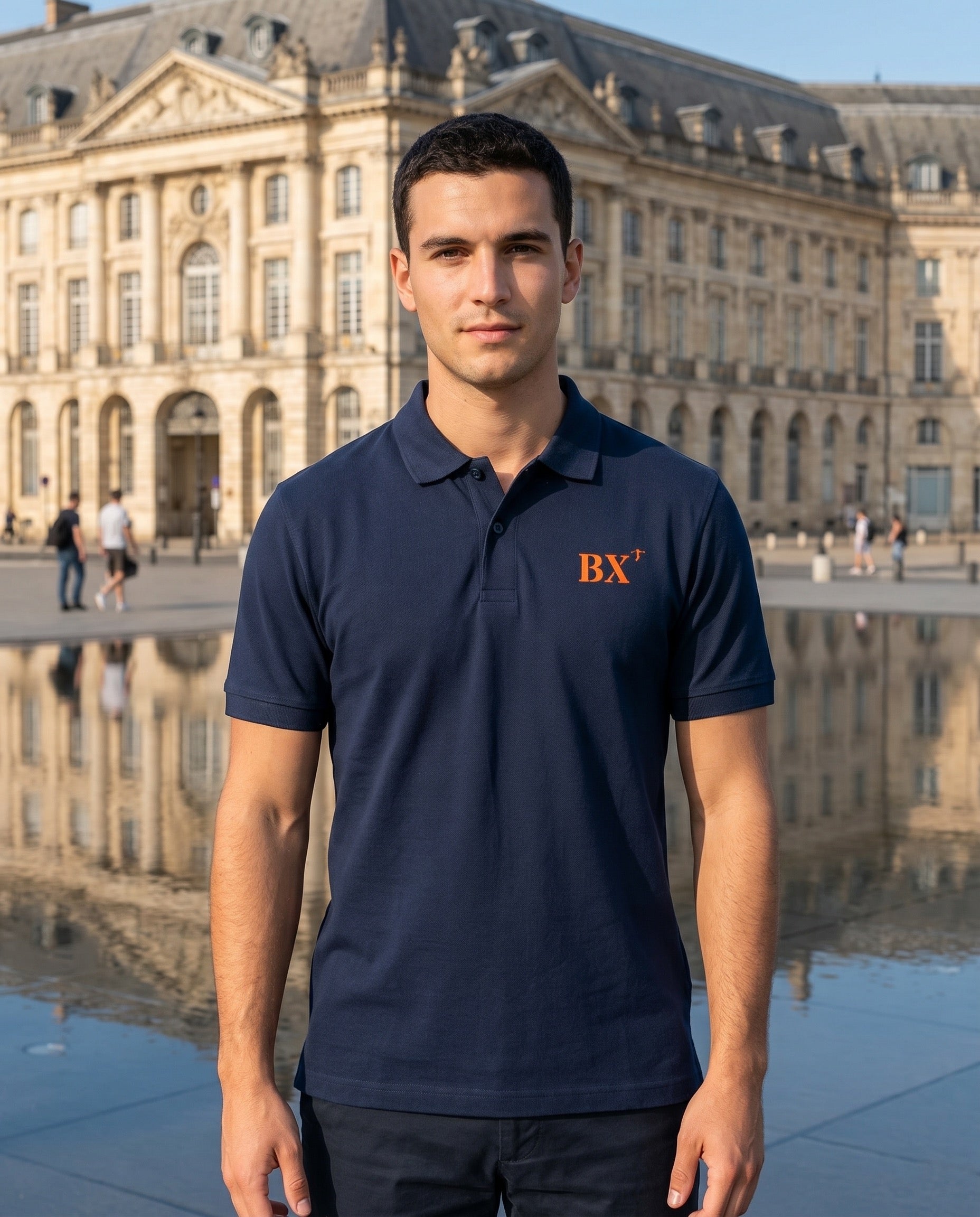 Polo brodé Bordeaux BX Bleu Marine Orange / Blanc - Quartier iodé