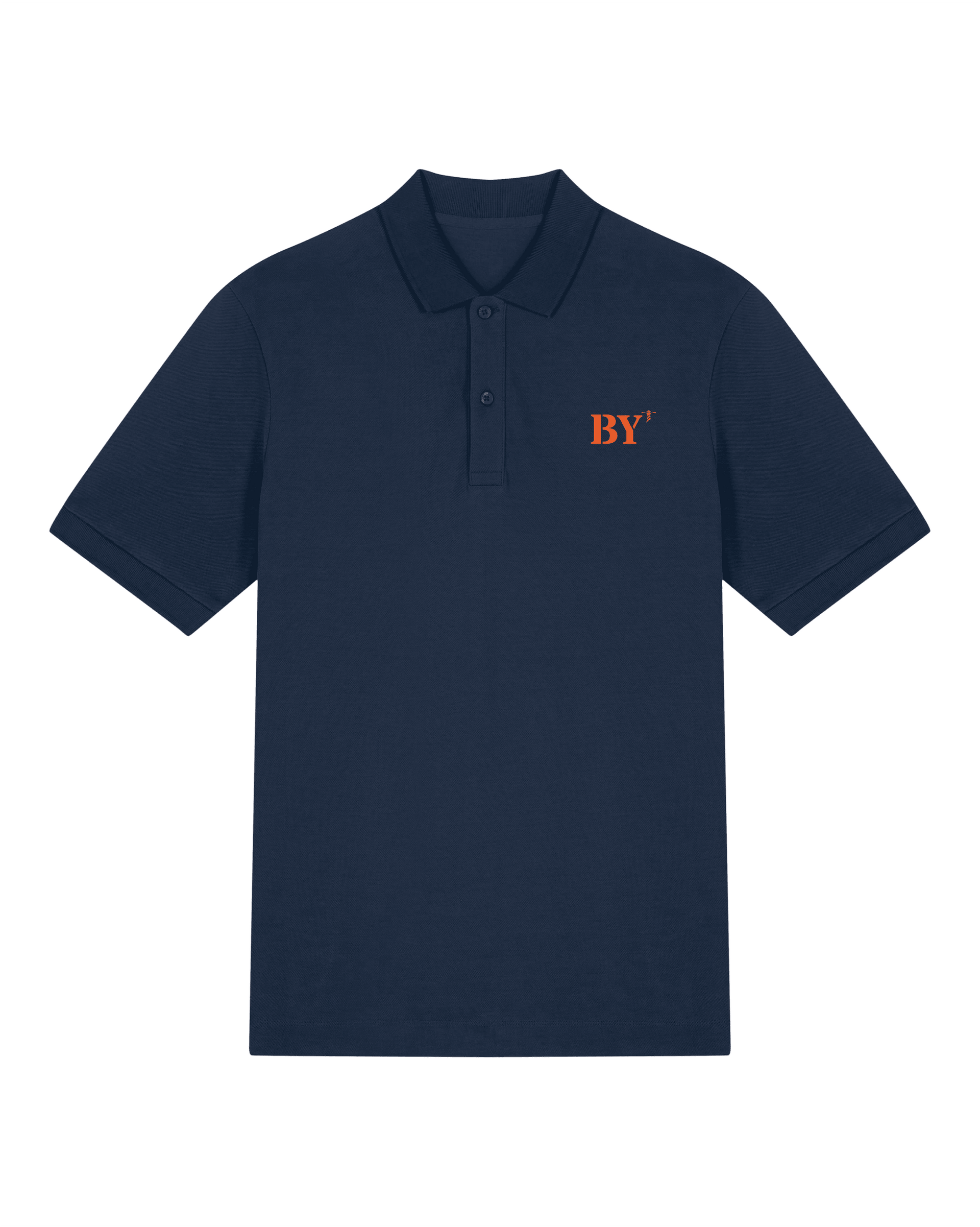 Polo brodé Saint - Barthélemy BY Bleu Marine Orange / Blanc - Quartier iodé
