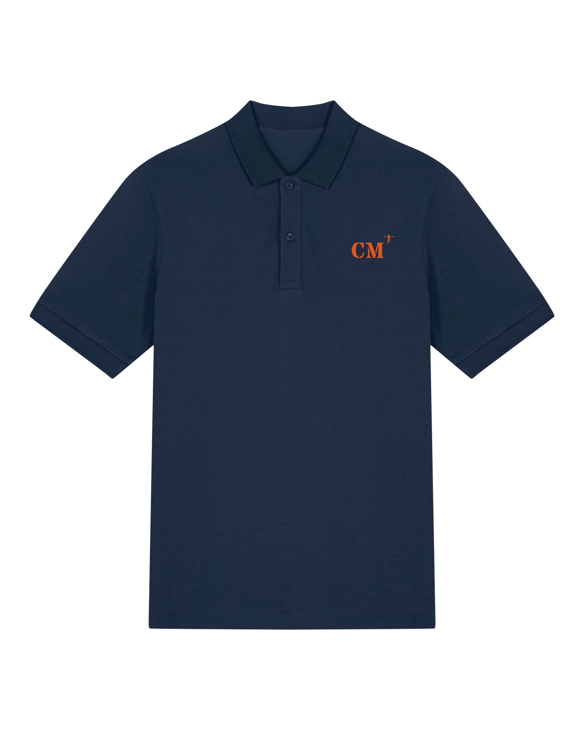 Polo brodé CM Camaret Bleu Marine Orange / Blanc - Quartier iodé