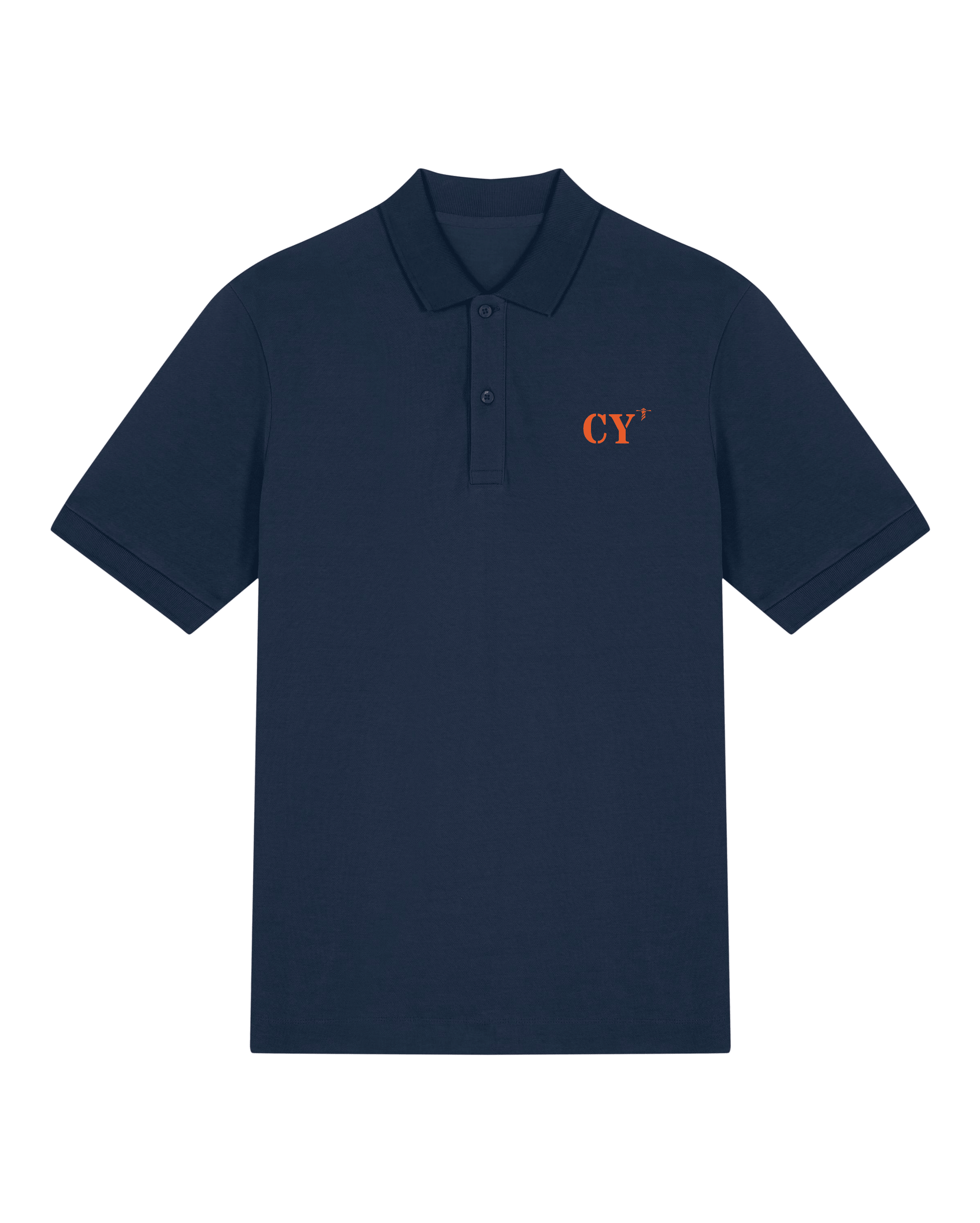 Polo brodé Cayenne CY Marine - Orange / Blanc - Quartier iodé