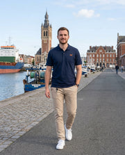 Polo brodé DK Dunkerque Bleu marine Orange / Blanc - Quartier iodé