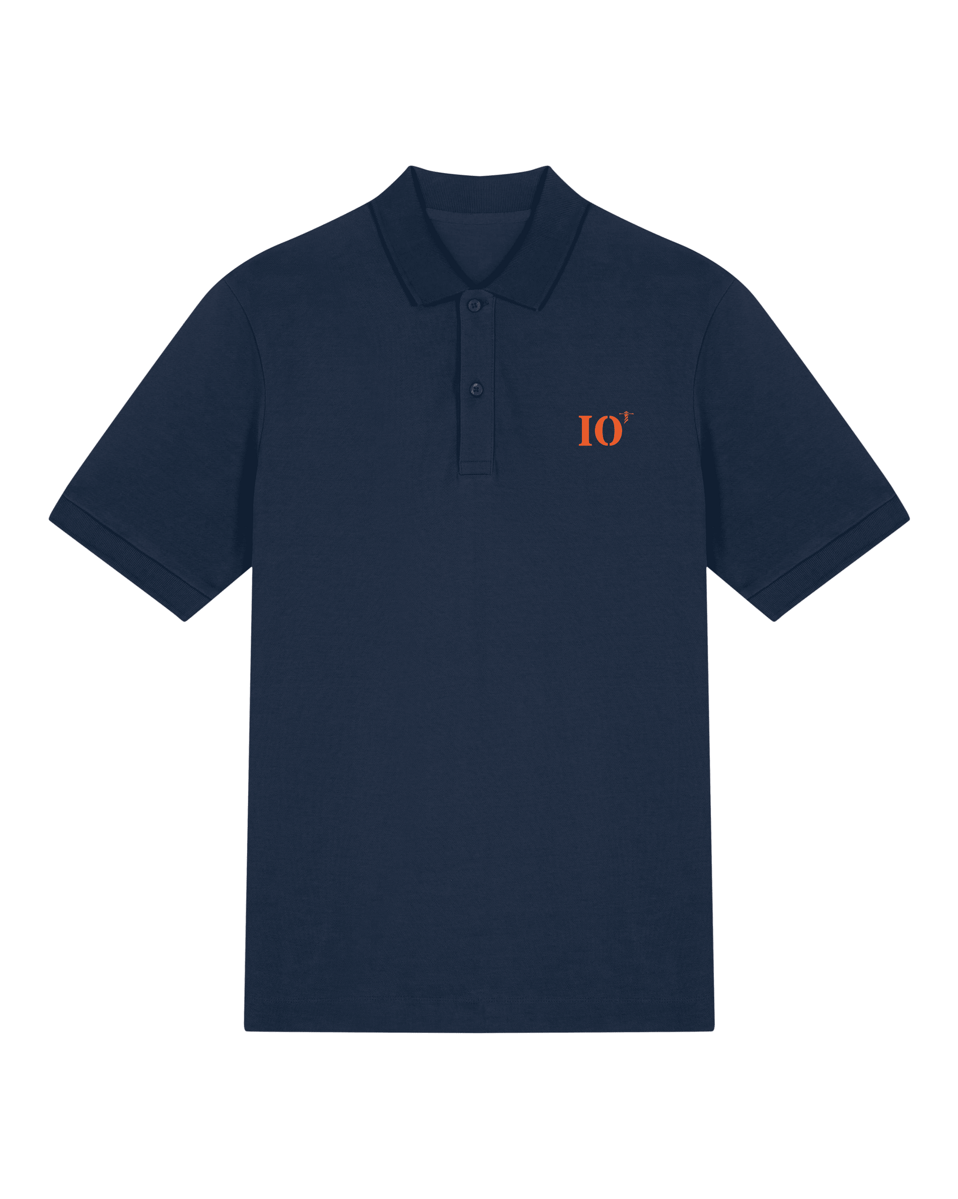 Polo brodé Hommes Île D'Oléron IO Bleu Marine - Orange / Blanc - Quartier iodé