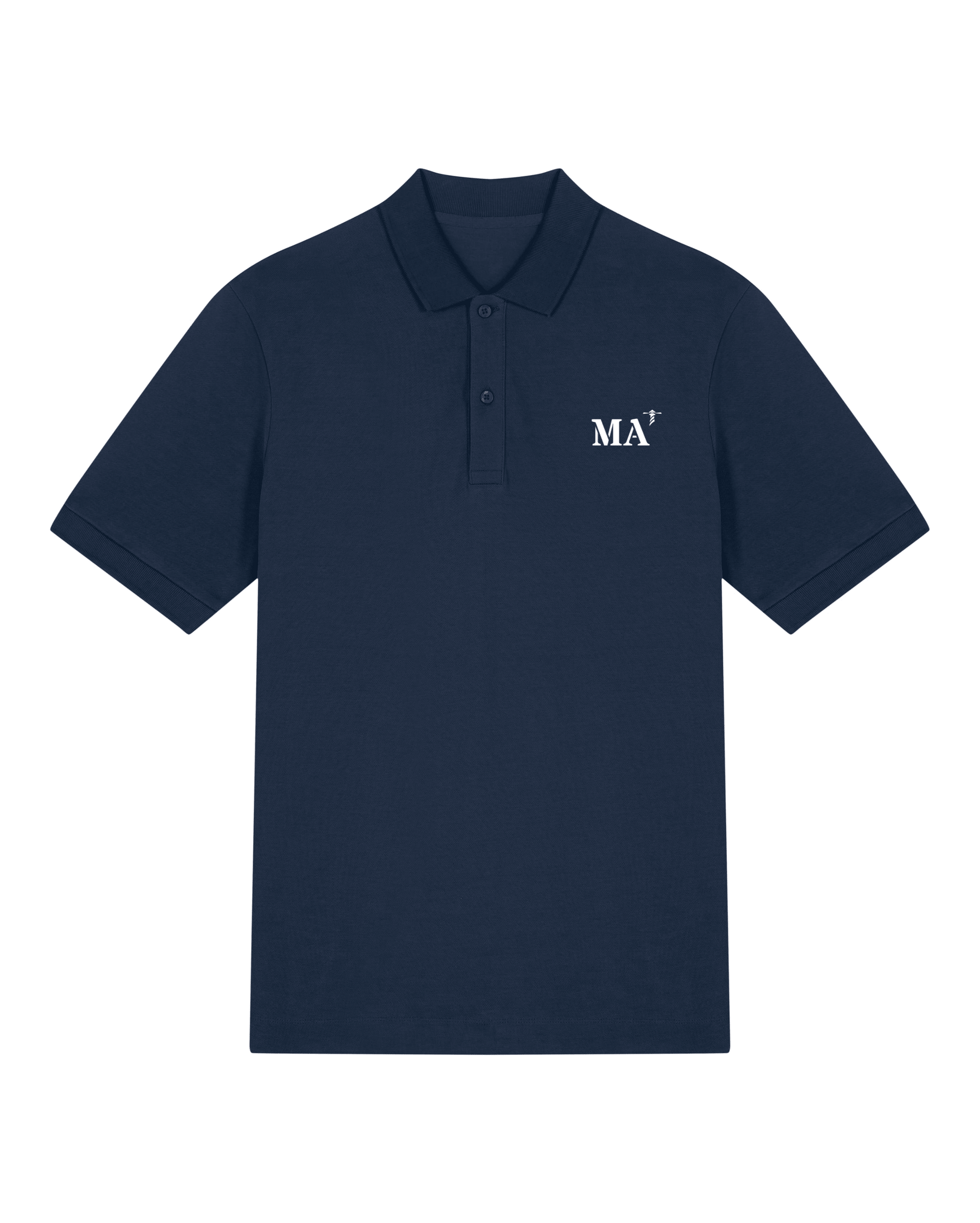 Polo brodé MA Marseille - Bleu Marine - Orange / Blanc - Unisexe - Quartier iodé