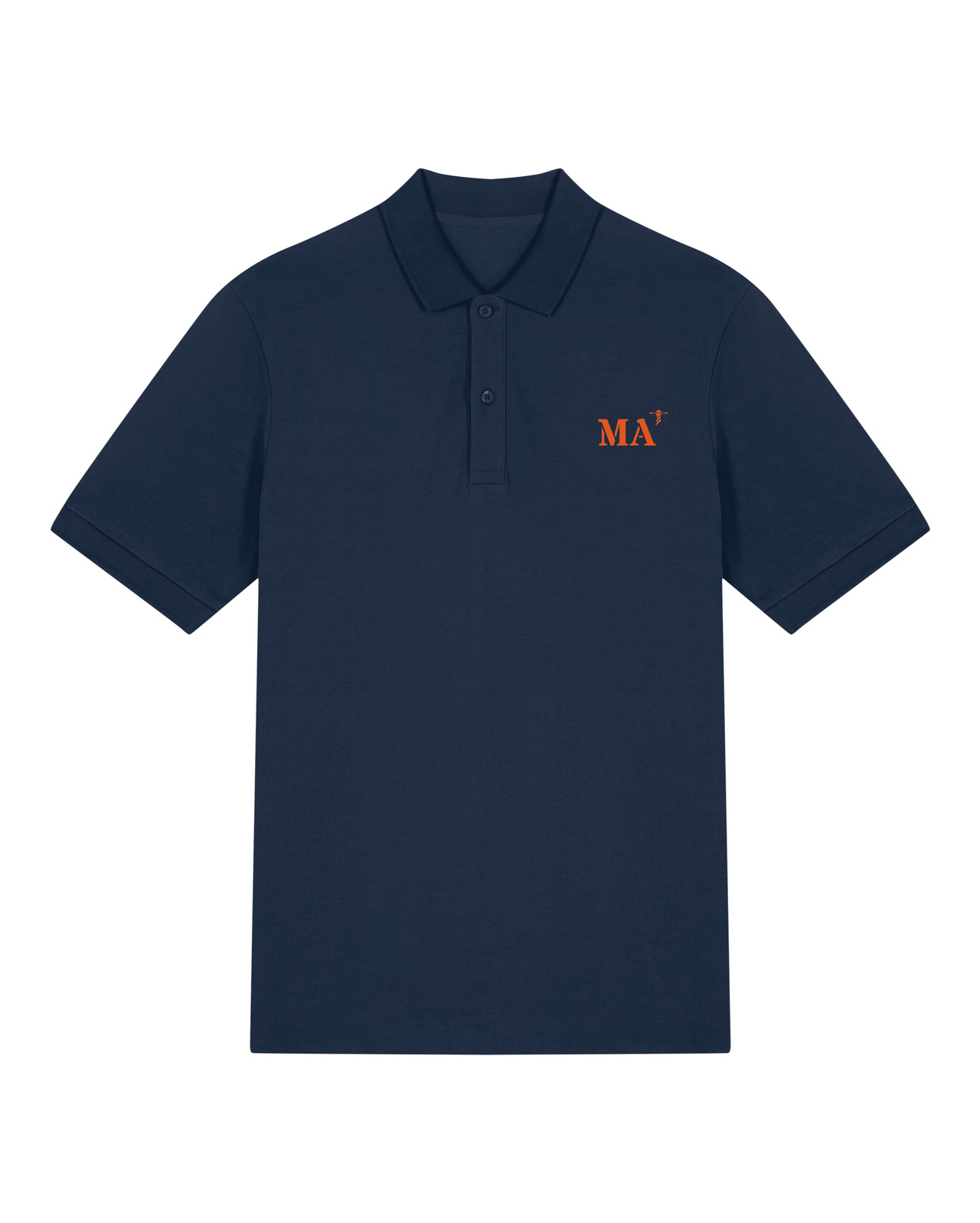Polo brodé MA Marseille - Bleu Marine - Orange / Blanc - Unisexe - Quartier iodé