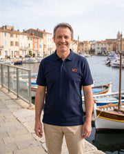 Polo brodé Martigues MT Bleu Marine - Orange / Blanc - Quartier iodé