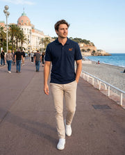 Polo brodé Nice NI Bleu Marine Orange / Blanc - Quartier iodé