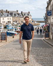 Polo brodé Paimpol PL Bleu Marine Orange / Blanc - Quartier iodé