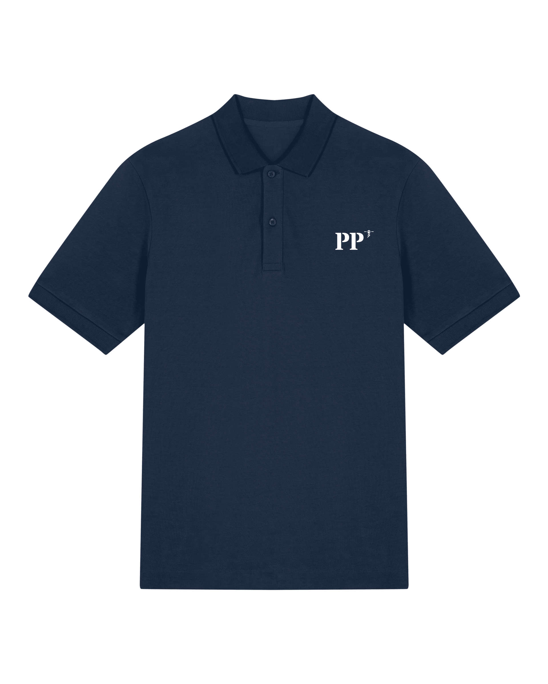Polo brodé Pointe - à - Pitre PP Bleu Marine - Orange / Blanc - Quartier iodé