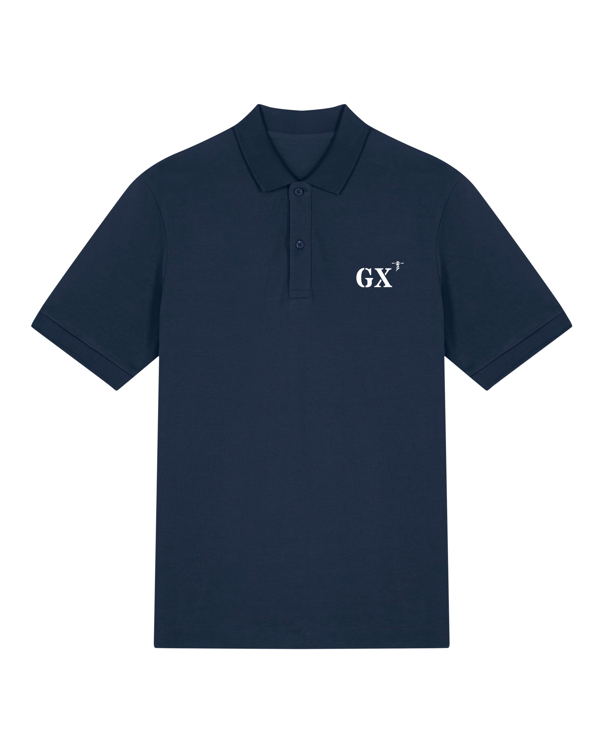 Polo brodé Groix GX Marine - Bleu Marine - Orange / Blanc - Quartier iodé