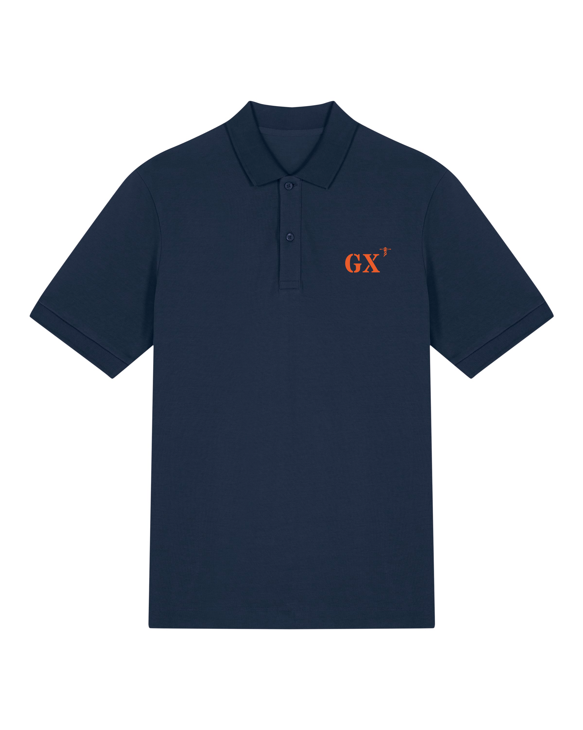 Polo brodé Groix GX Marine - Bleu Marine - Orange / Blanc - Quartier iodé