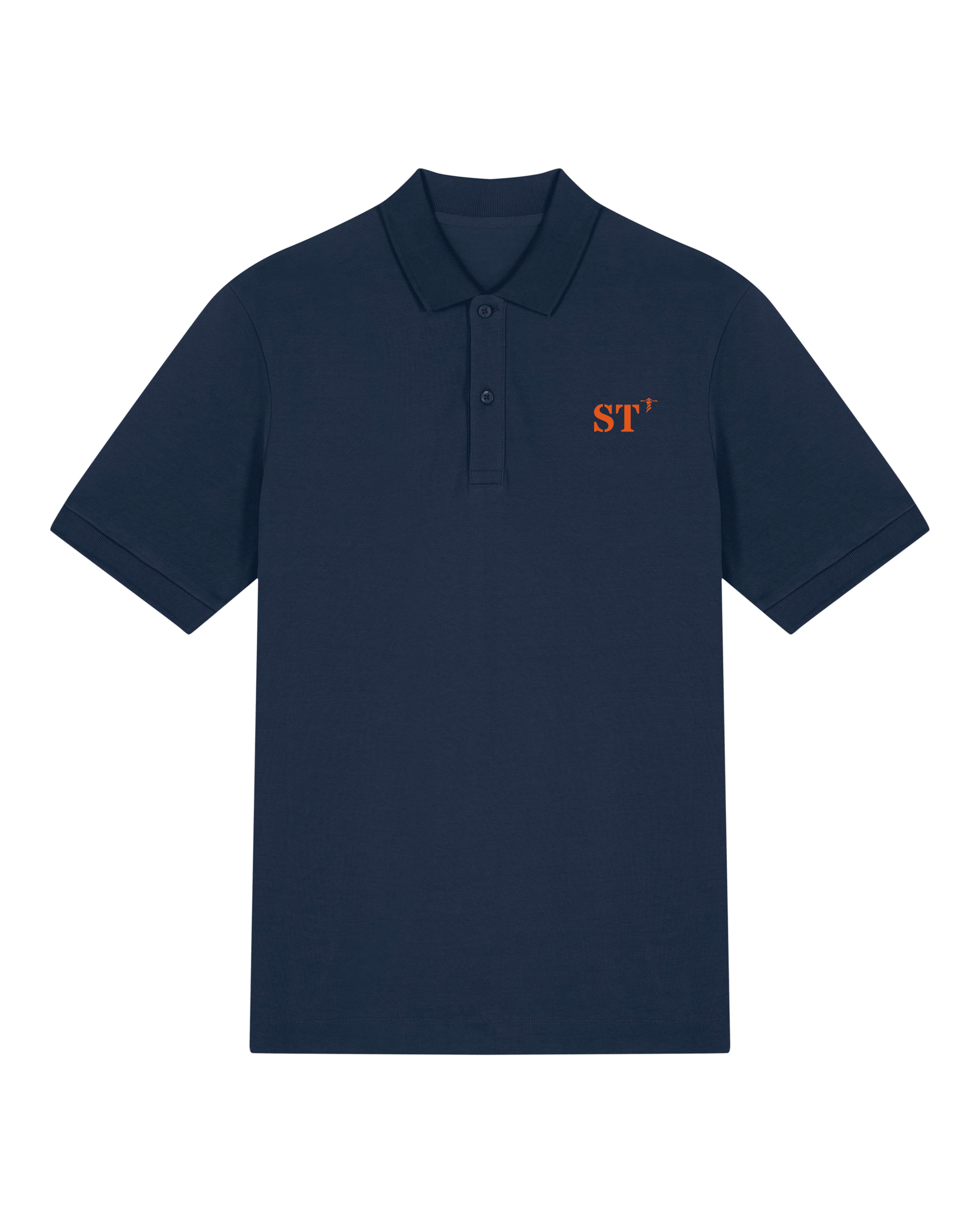 Polo brodé Sète ST - Bleu Marine - Orange / Blanc - Unisexe - Quartier iodé