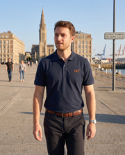 Polo brodé Le Havre LH Bleu Marine - Orange / Blanc - Quartier iodé