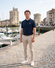 Polo brodé La Rochelle LR Bleu Marine - Orange / Blanc - Quartier iodé