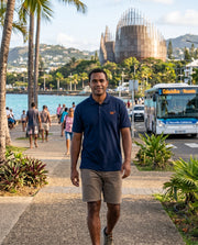 Polo brodé Nouméa NC Bleu Marine - Orange/ Blanc - Quartier iodé