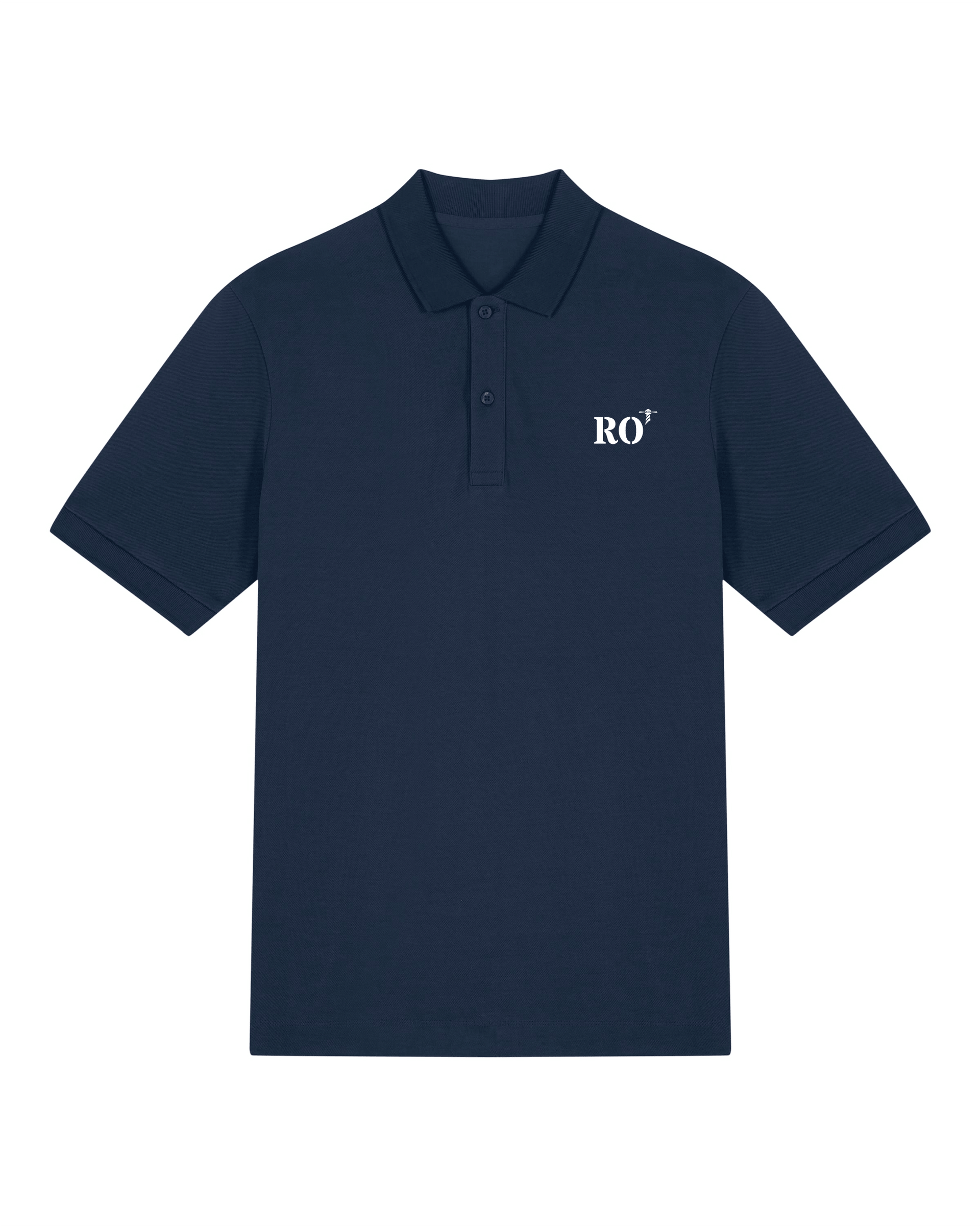 Polo brodé Rouen RO Bleu Marine Orange / Blanc - Quartier iodé
