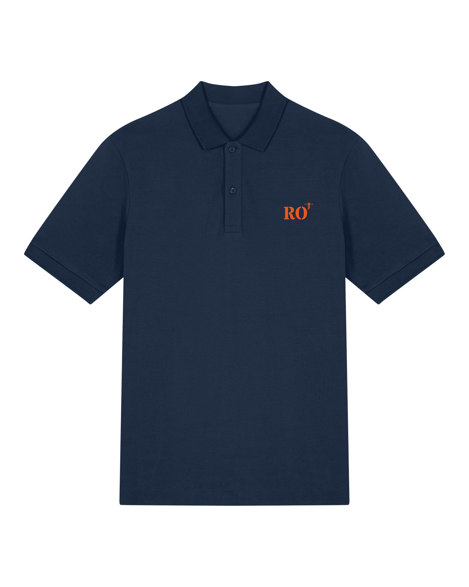 Polo brodé Rouen RO Bleu Marine Orange / Blanc - Quartier iodé