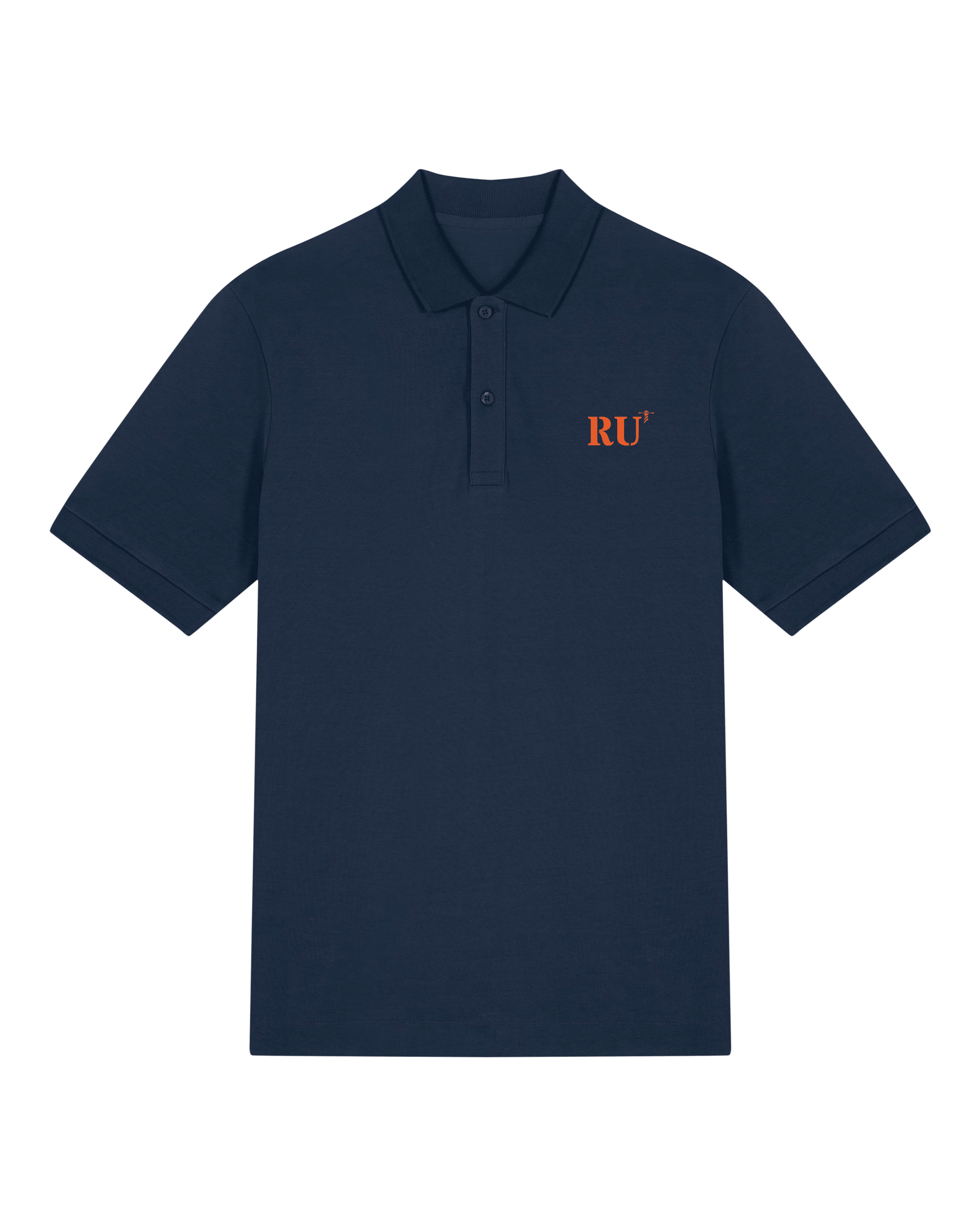 Polo brodé La Réunion RU Bleu Marine Orange / Blanc - Quartier iodé