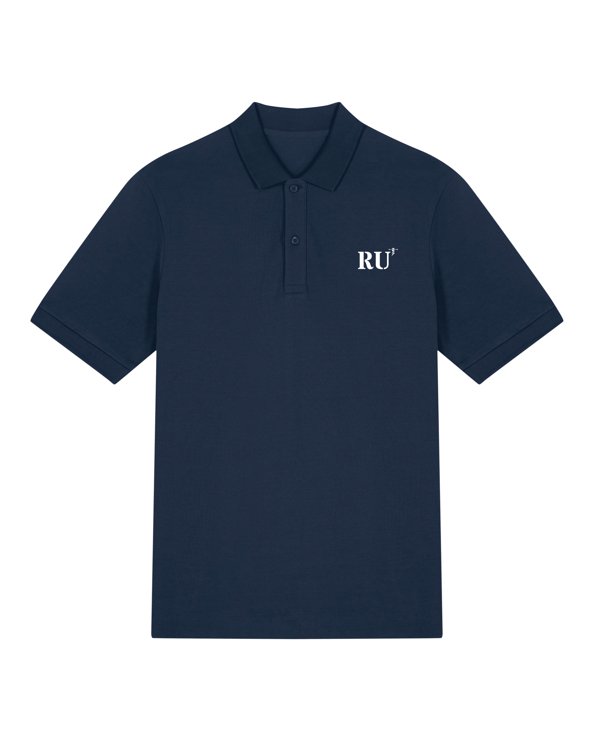 Polo brodé La Réunion RU Bleu Marine Orange / Blanc - Quartier iodé