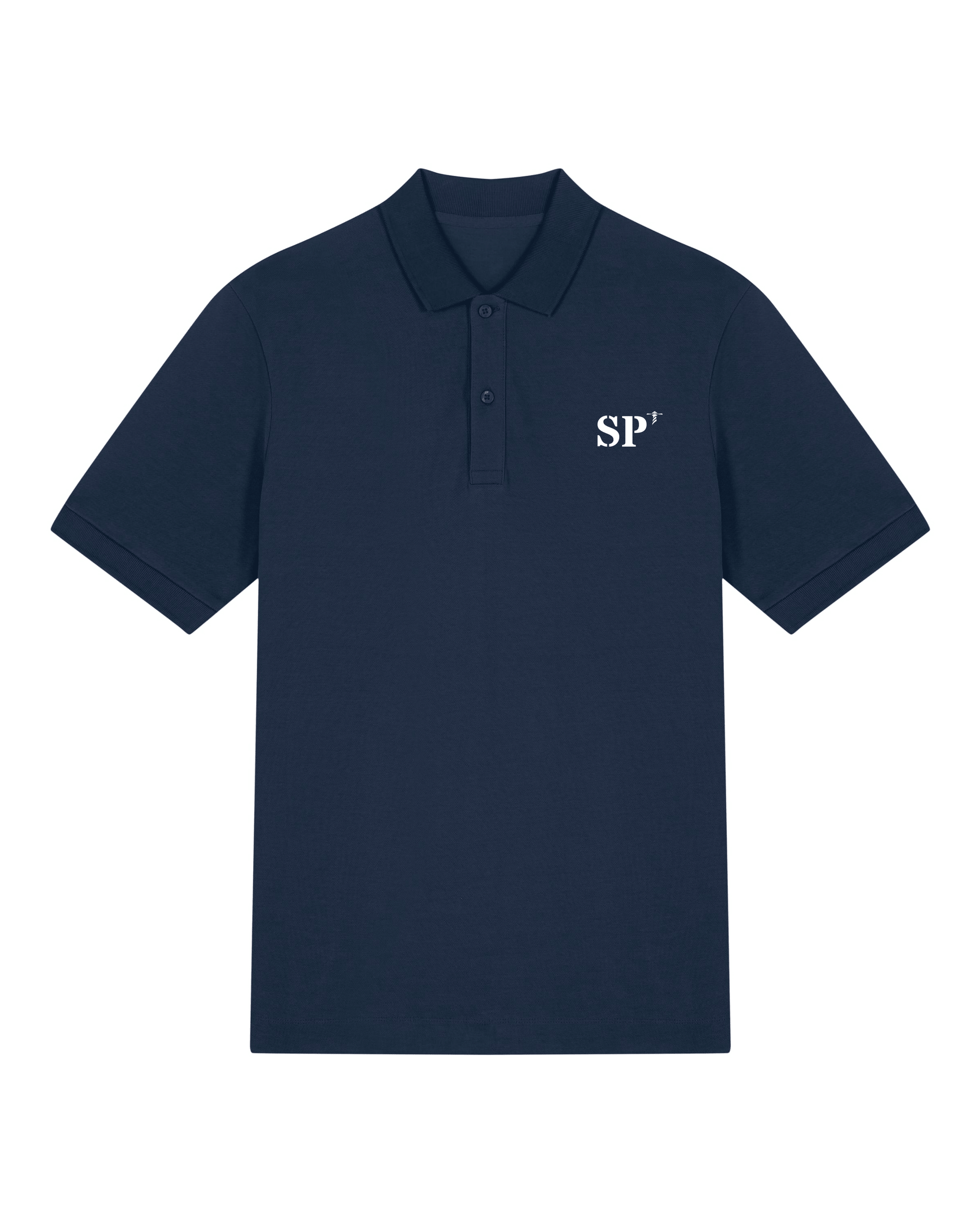 Polo brodé Saint - Pierre - et - Miquelon SP Bleu Marine - Orange / Blanc - Quartier iodé