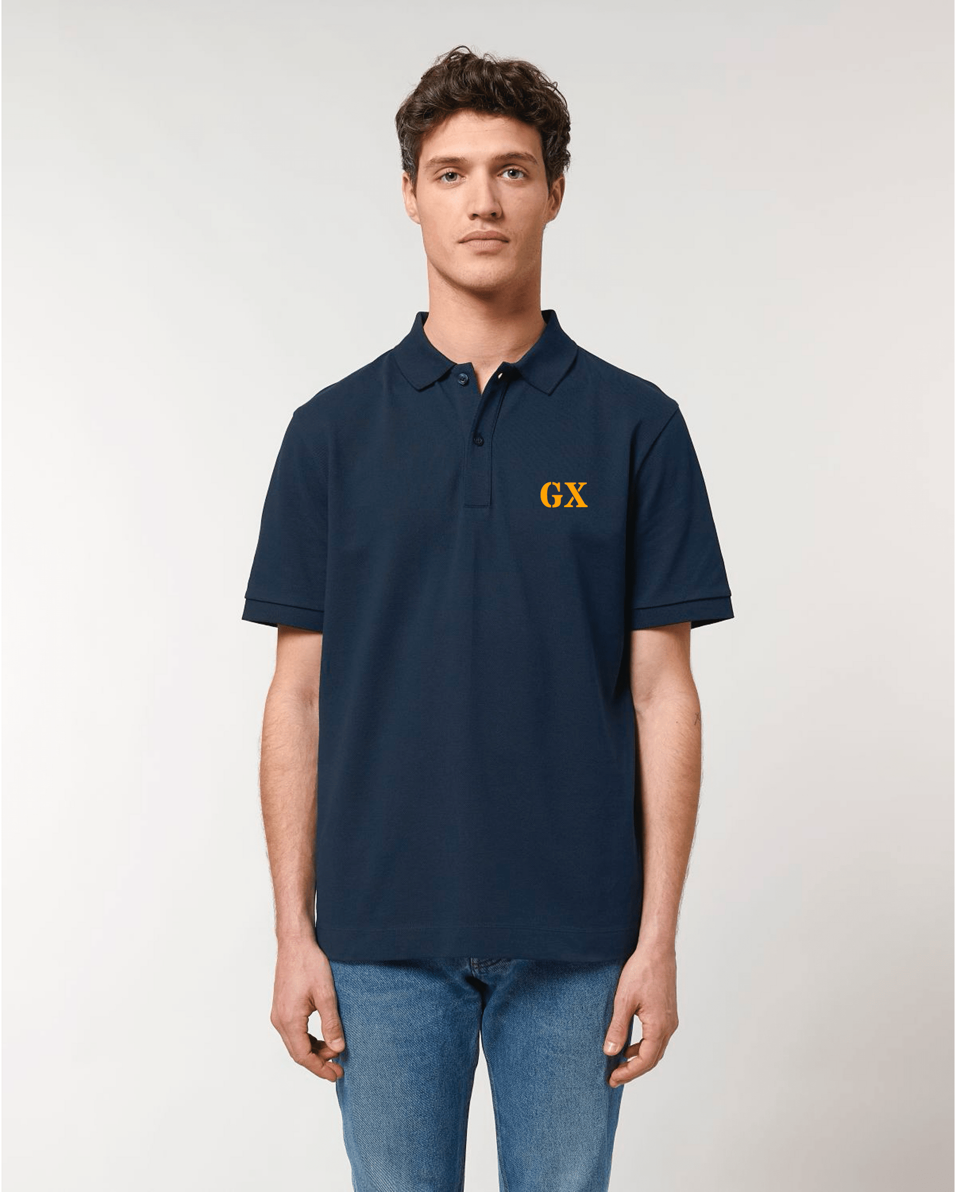 Polo personnalisé "MON QUARTIER MARITIME" - Bleu Marine et Orange - Unisexe - Quartier iodé