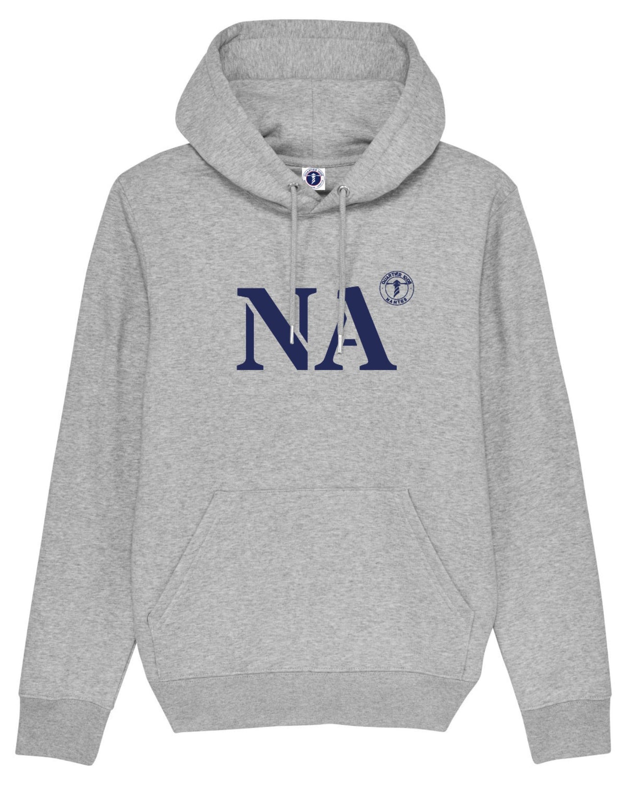 Craquez pour ce sweat gris et bleu à l'effigie de la belle ville de Nantes. Brodé à Nantes par Quartier Iodé. En coton bio épais, il est parfait pour hommes et femmes. 