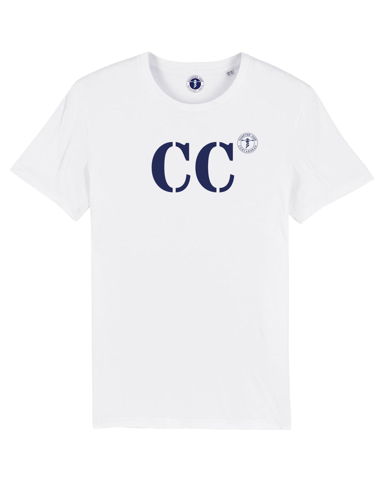 Quartier Iodé, Tshirt Blanc et Bleu unisexe, CC pour Concarneau, port breton.