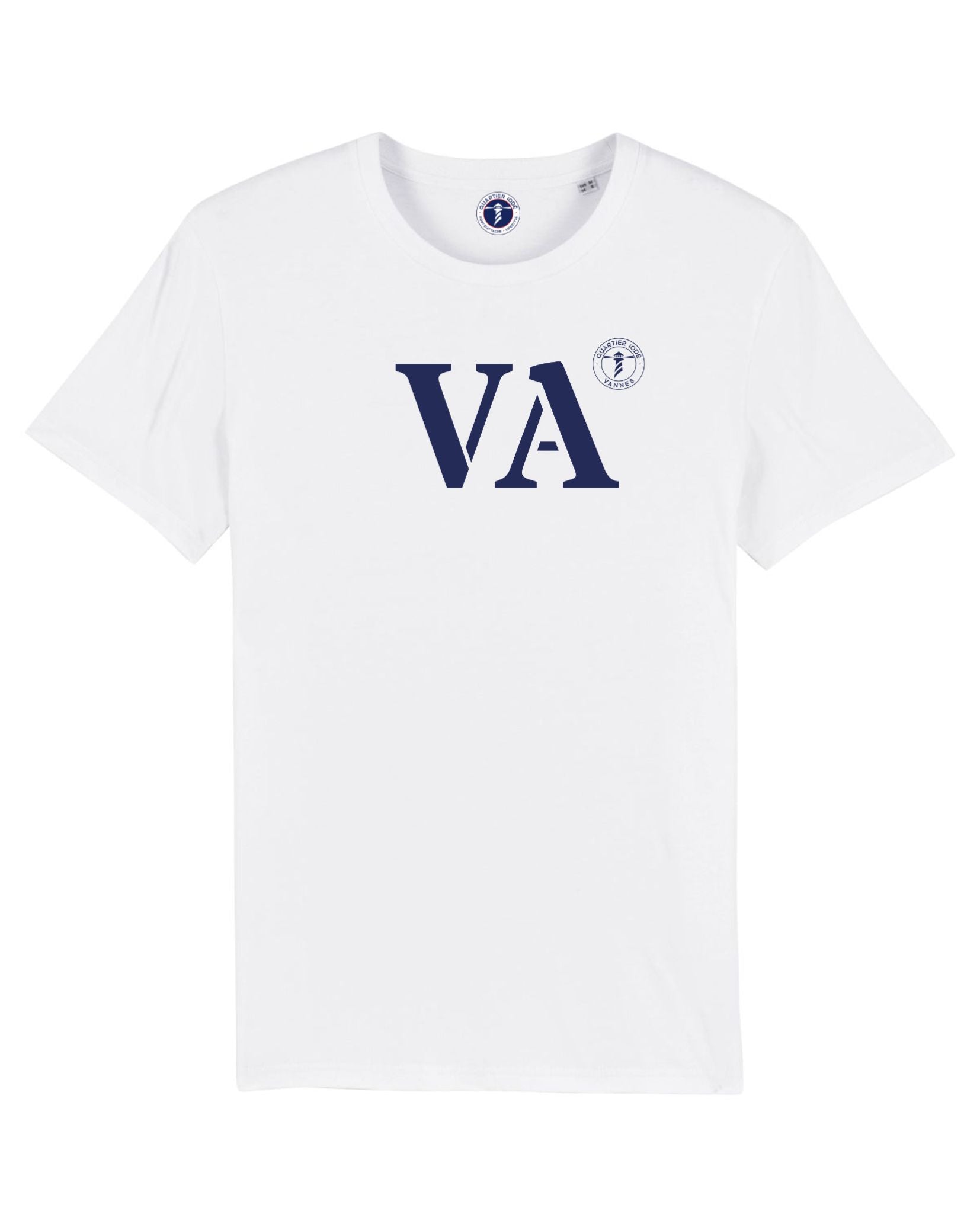 Quartier Iodé signe son Tshirt VA pour la ville de Vannes. un design épuré et intemporel pour ce tshirt marin durable et éthique en coton bio. 