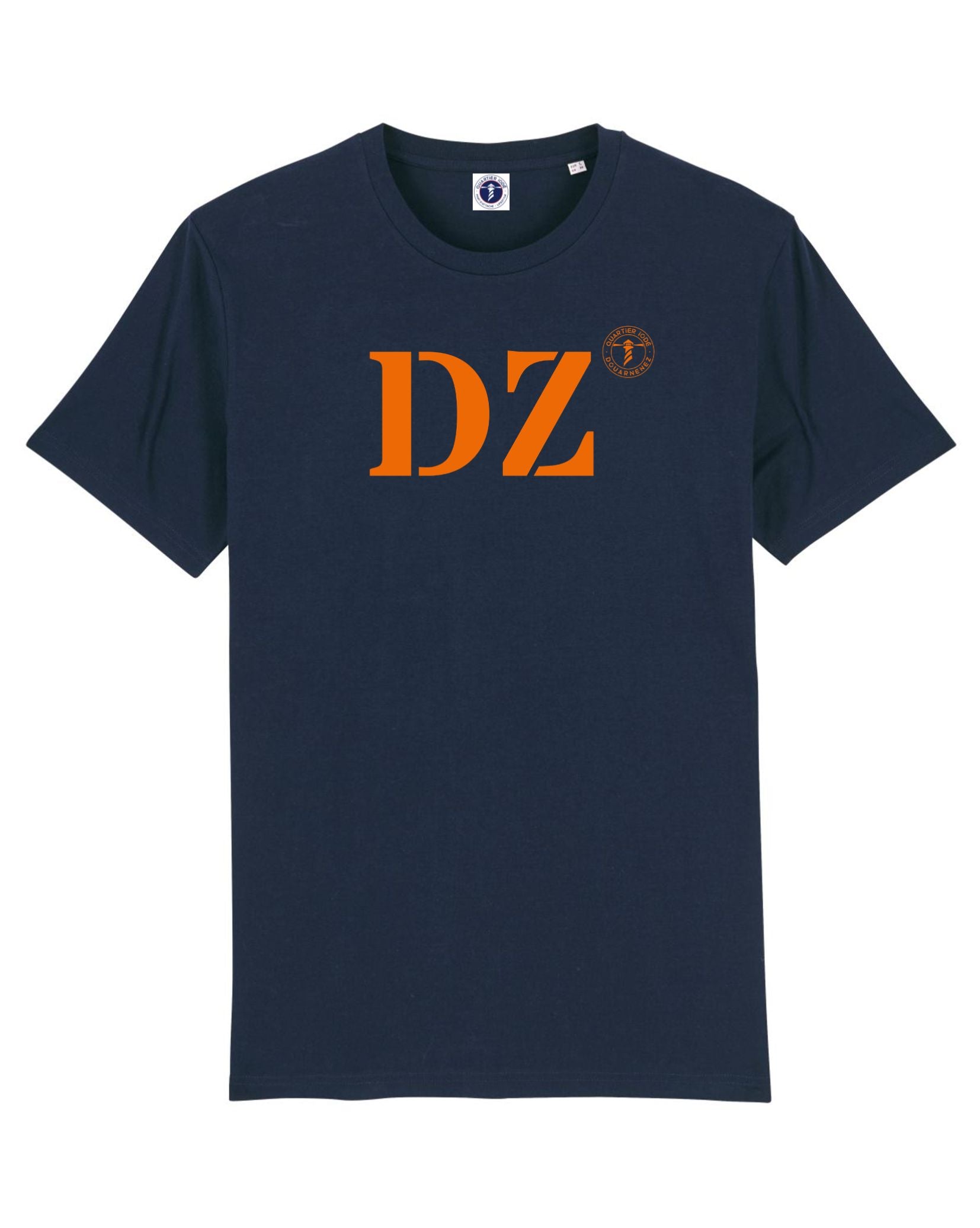 Douarnenez (DZ), Tshirt marin par Quartier Iodé. En coton bio, pour hommes et femmes. 