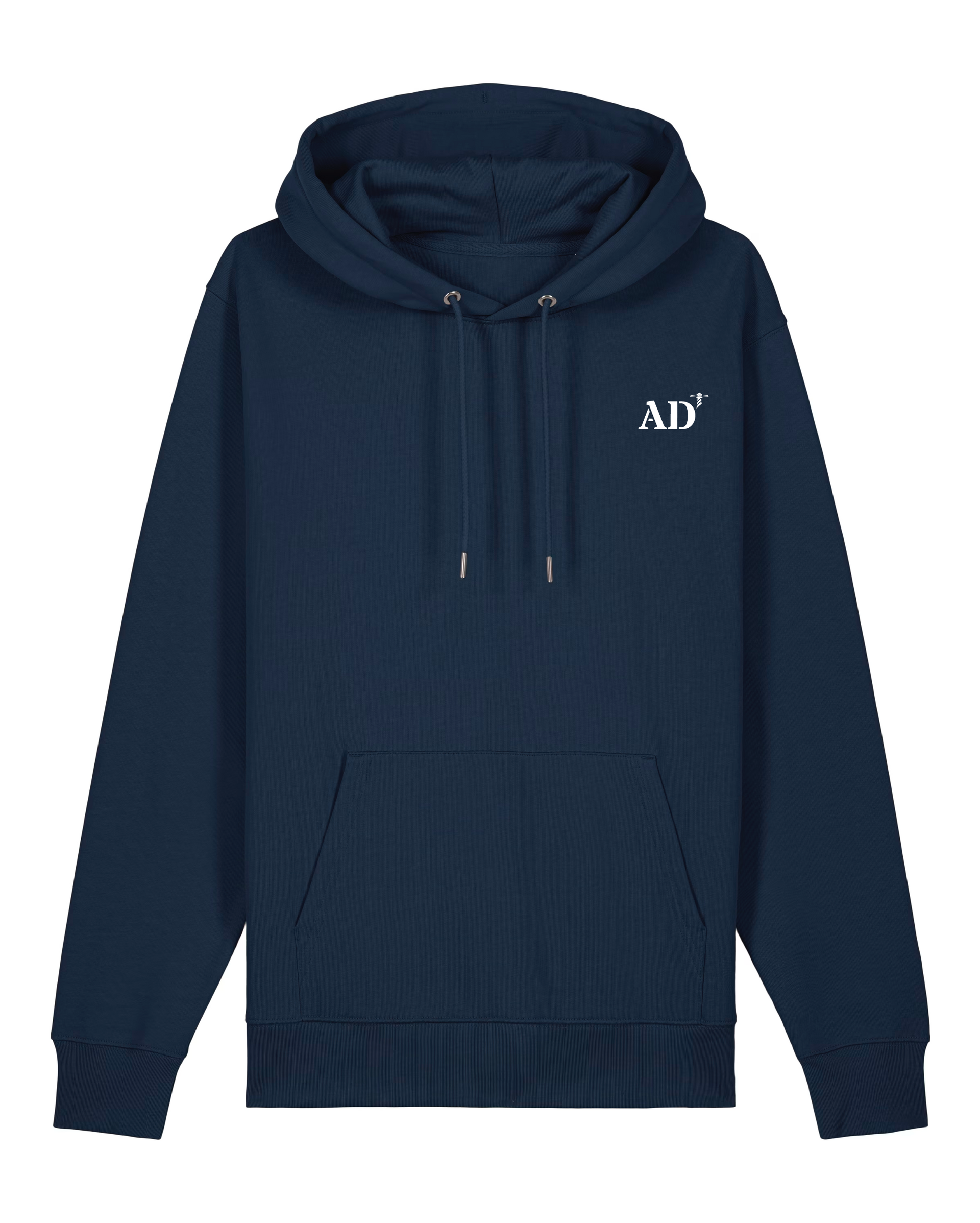 Sweat à capuche brodé AD Audierne bleu marine orange-blanc  - Quartier iodé 
